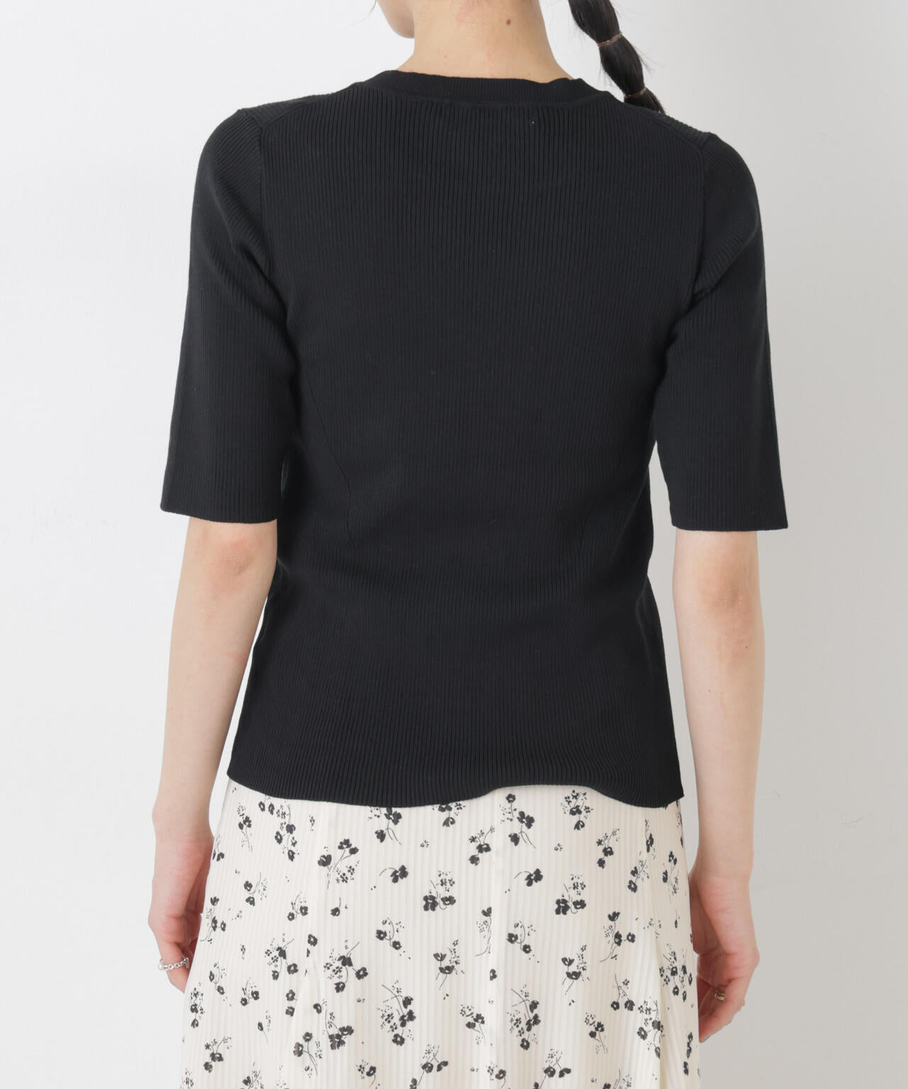 ウォッシャブルハイツイスト五分袖リブニット 6696122309