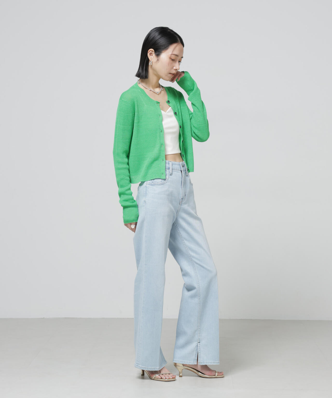 European Flax リブカーディガン 6696122320