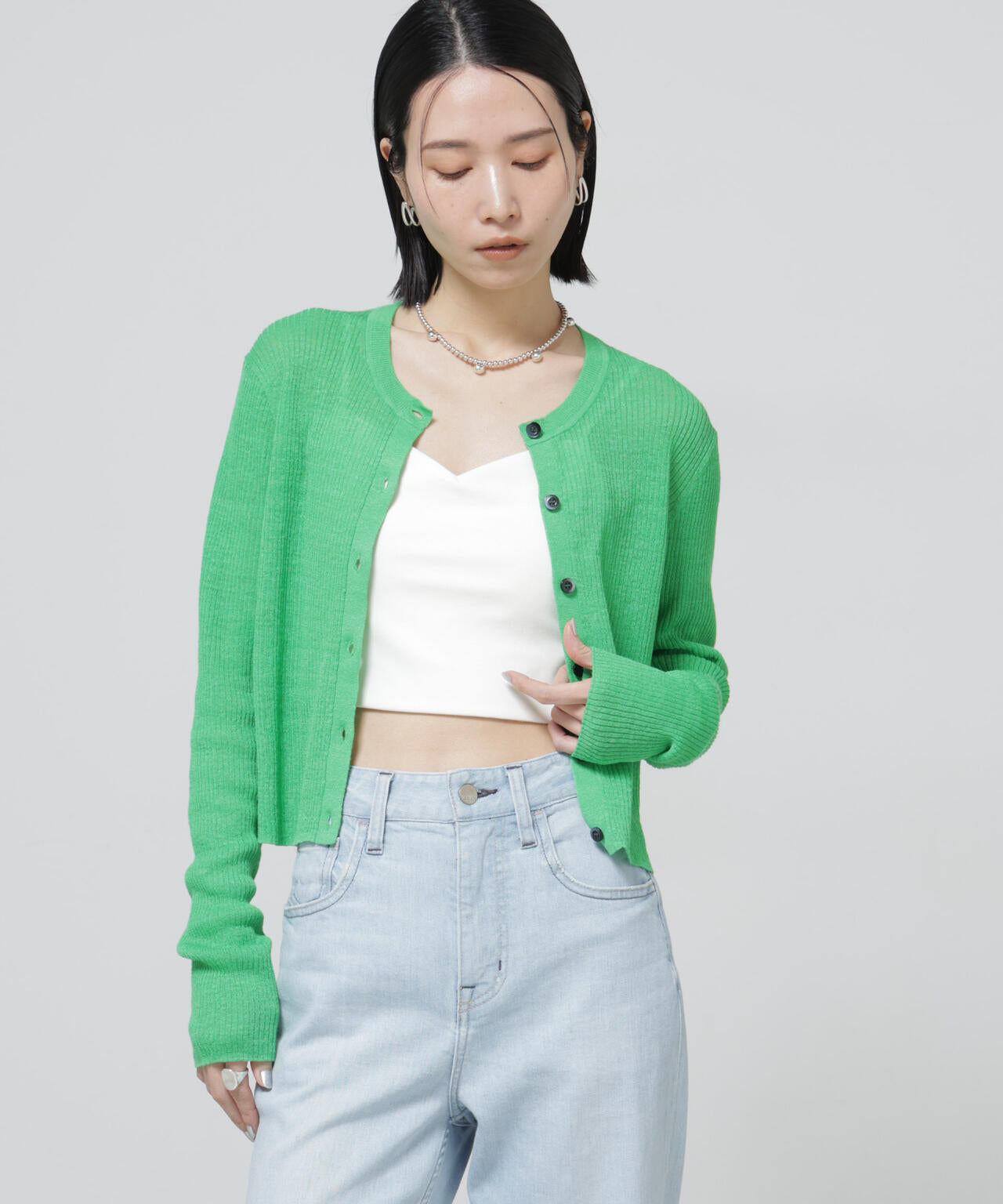 European Flax リブカーディガン 6696122320