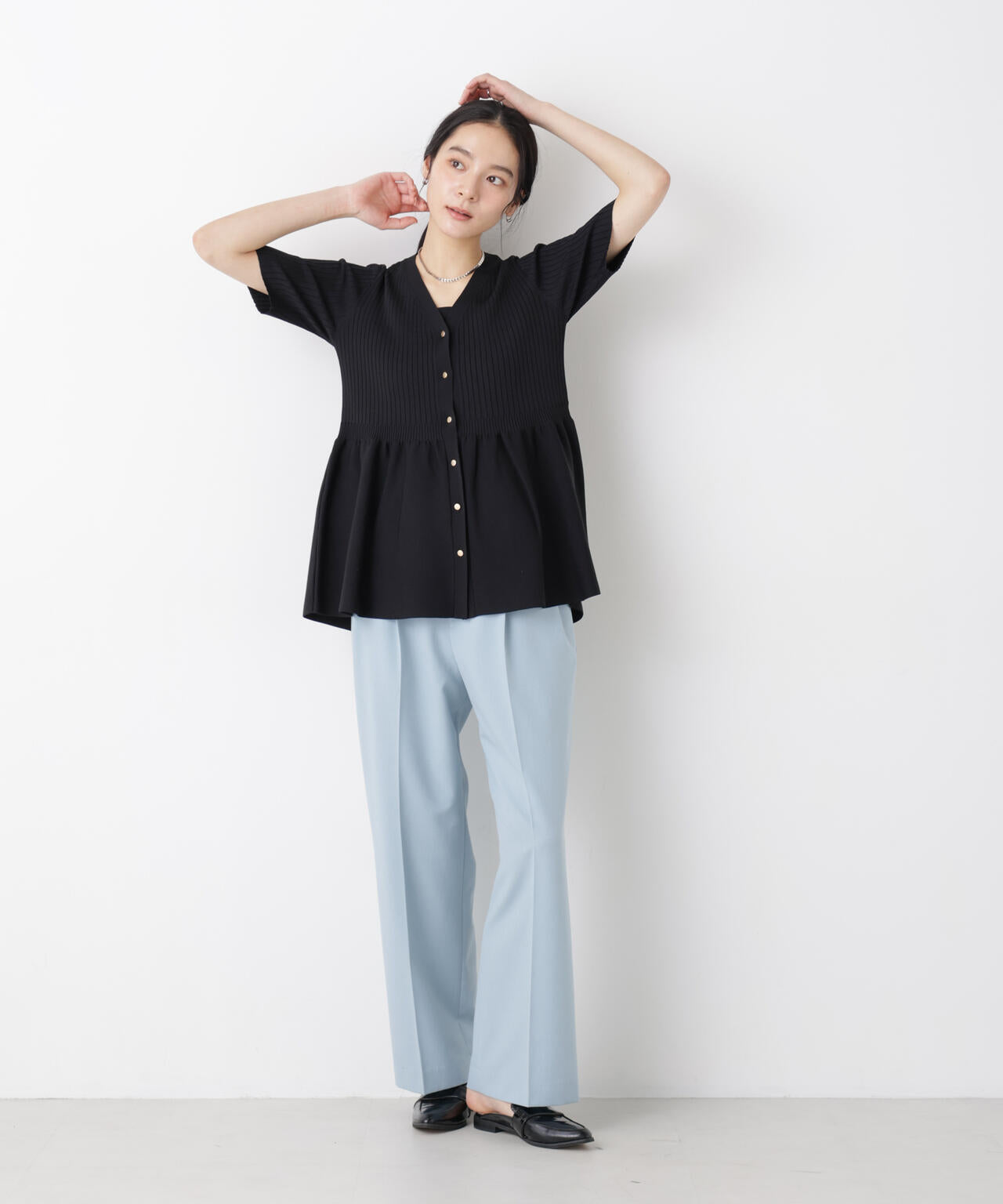 SUMMER VEIL KNIT ペプラムニットカーディガン 6696122322