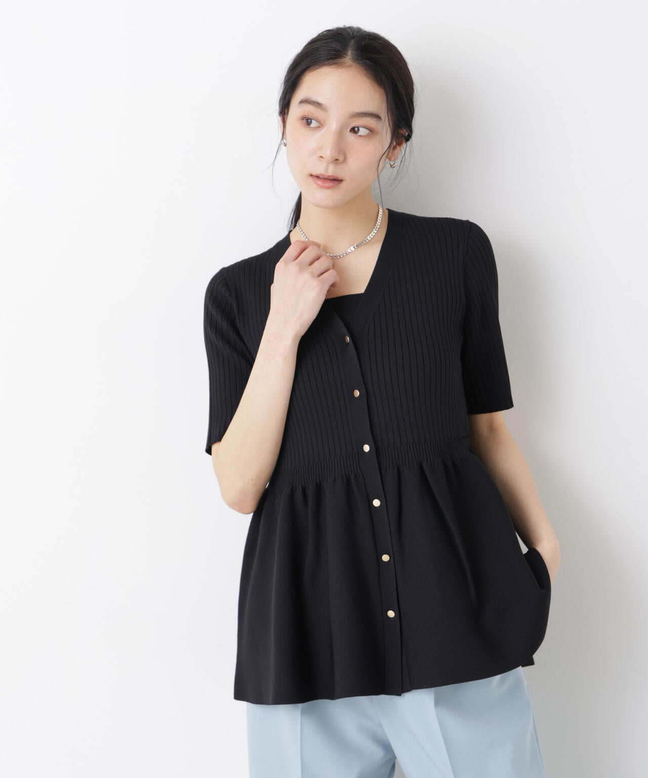 SUMMER VEIL KNIT ペプラム ニットカーディガン