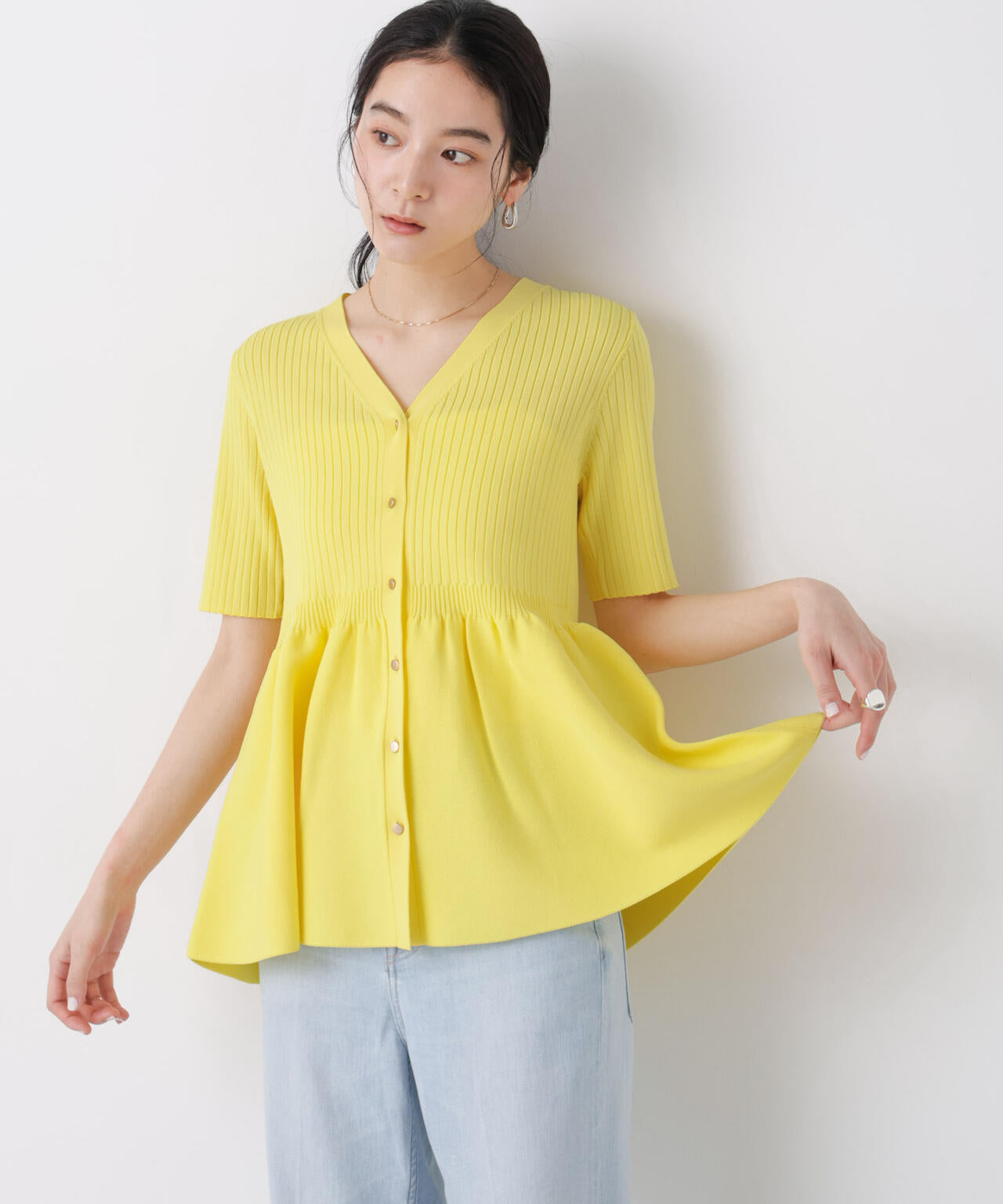 SUMMER VEIL KNIT ペプラムニットカーディガン 6696122322
