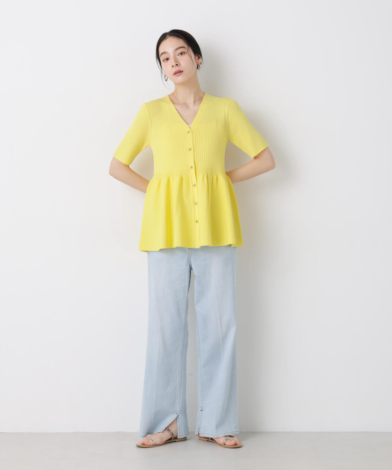 SUMMER VEIL KNIT ペプラムニットカーディガン 6696122322