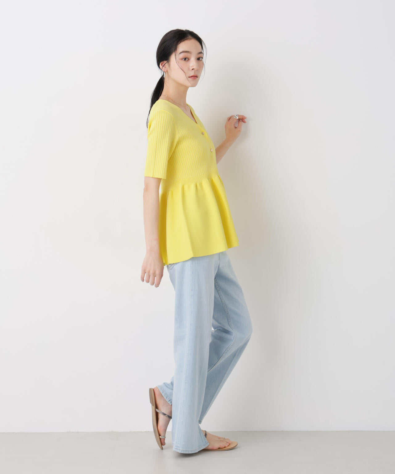 SUMMER VEIL KNIT ペプラムニットカーディガン 6696122322
