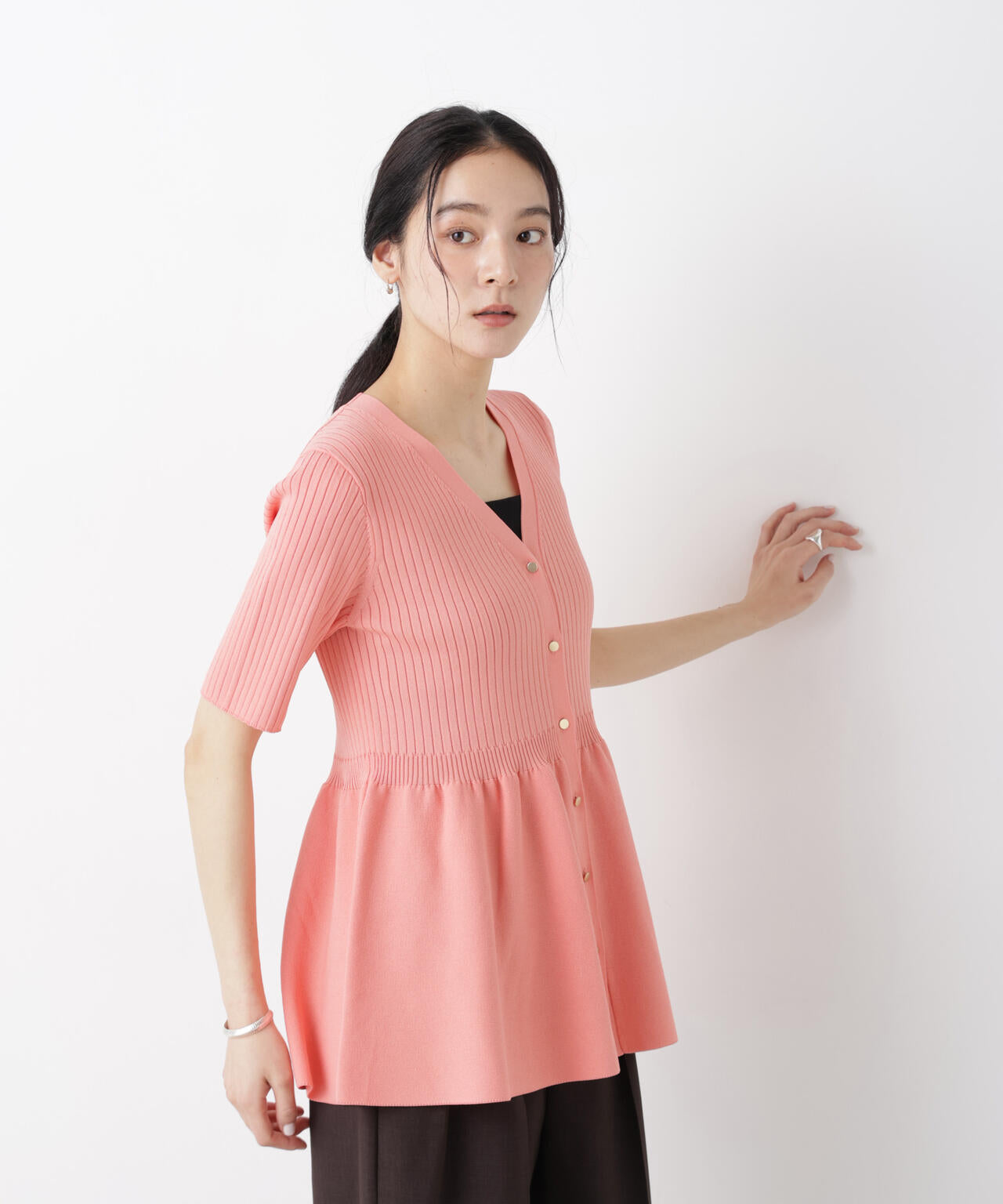 SUMMER VEIL KNIT ペプラムニットカーディガン 6696122322