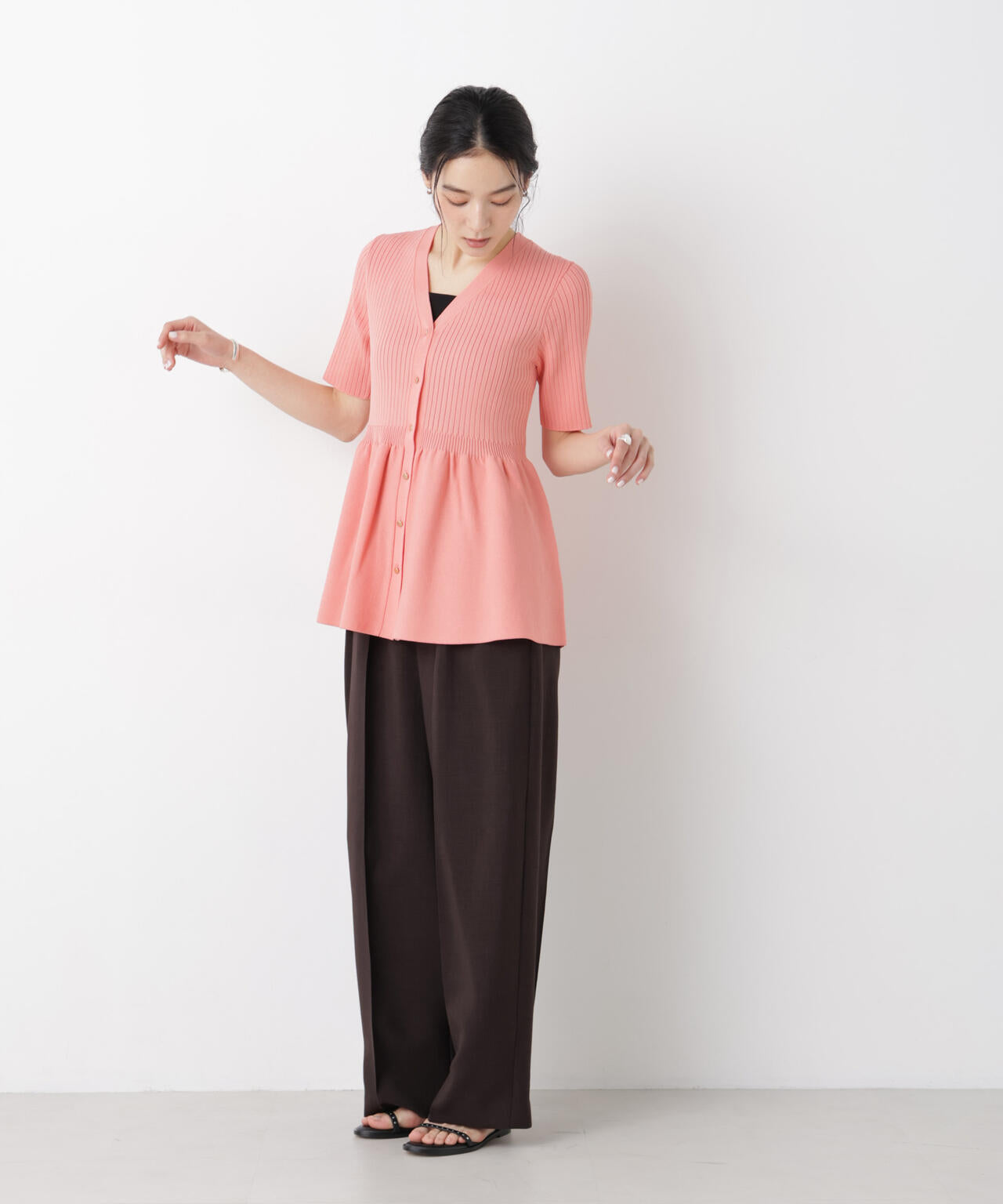 SUMMER VEIL KNIT ペプラムニットカーディガン 6696122322
