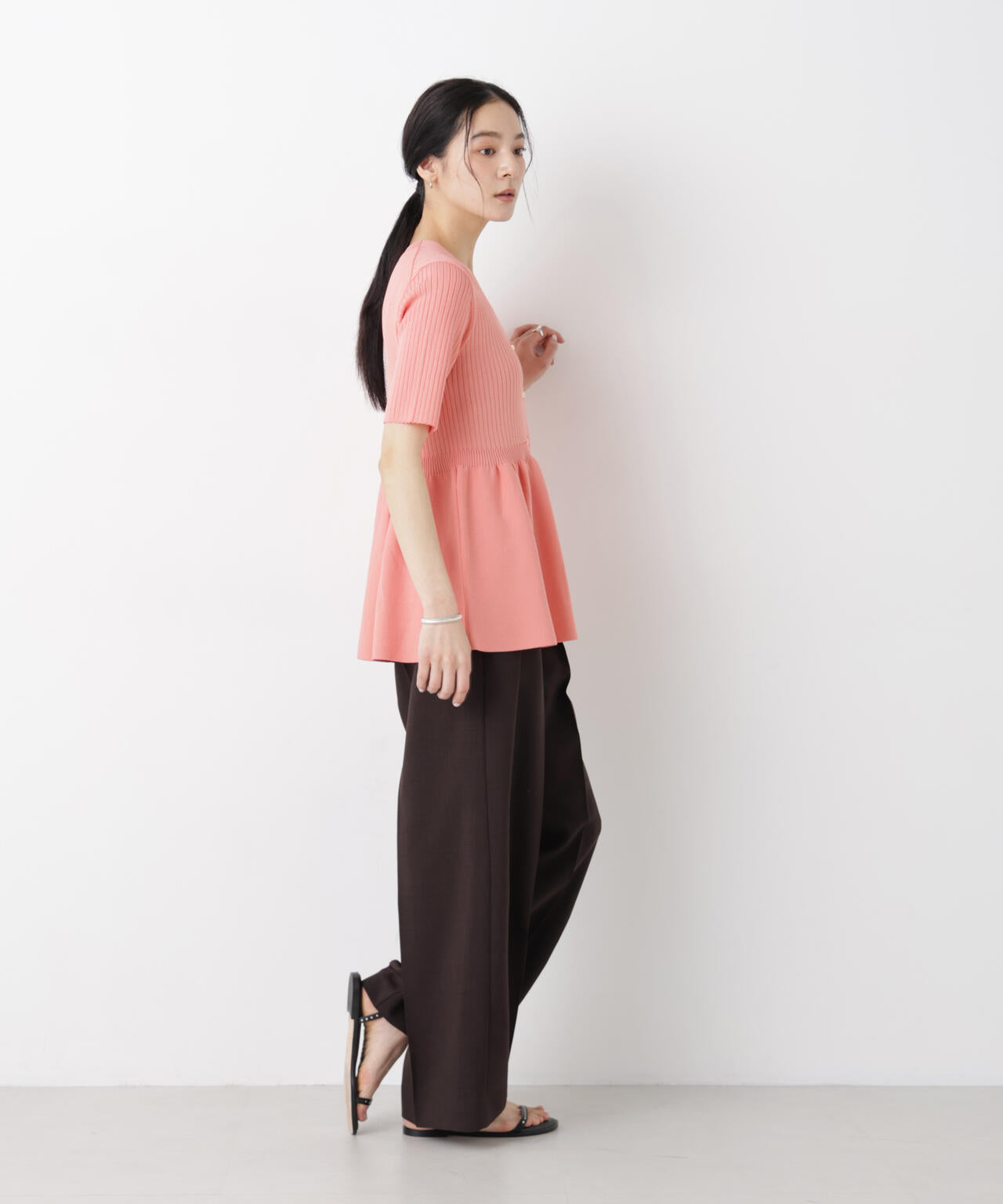 SUMMER VEIL KNIT ペプラムニットカーディガン 6696122322