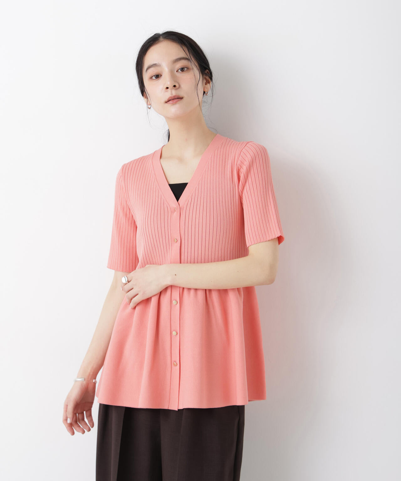 SUMMER VEIL KNIT ペプラムニットカーディガン 6696122322