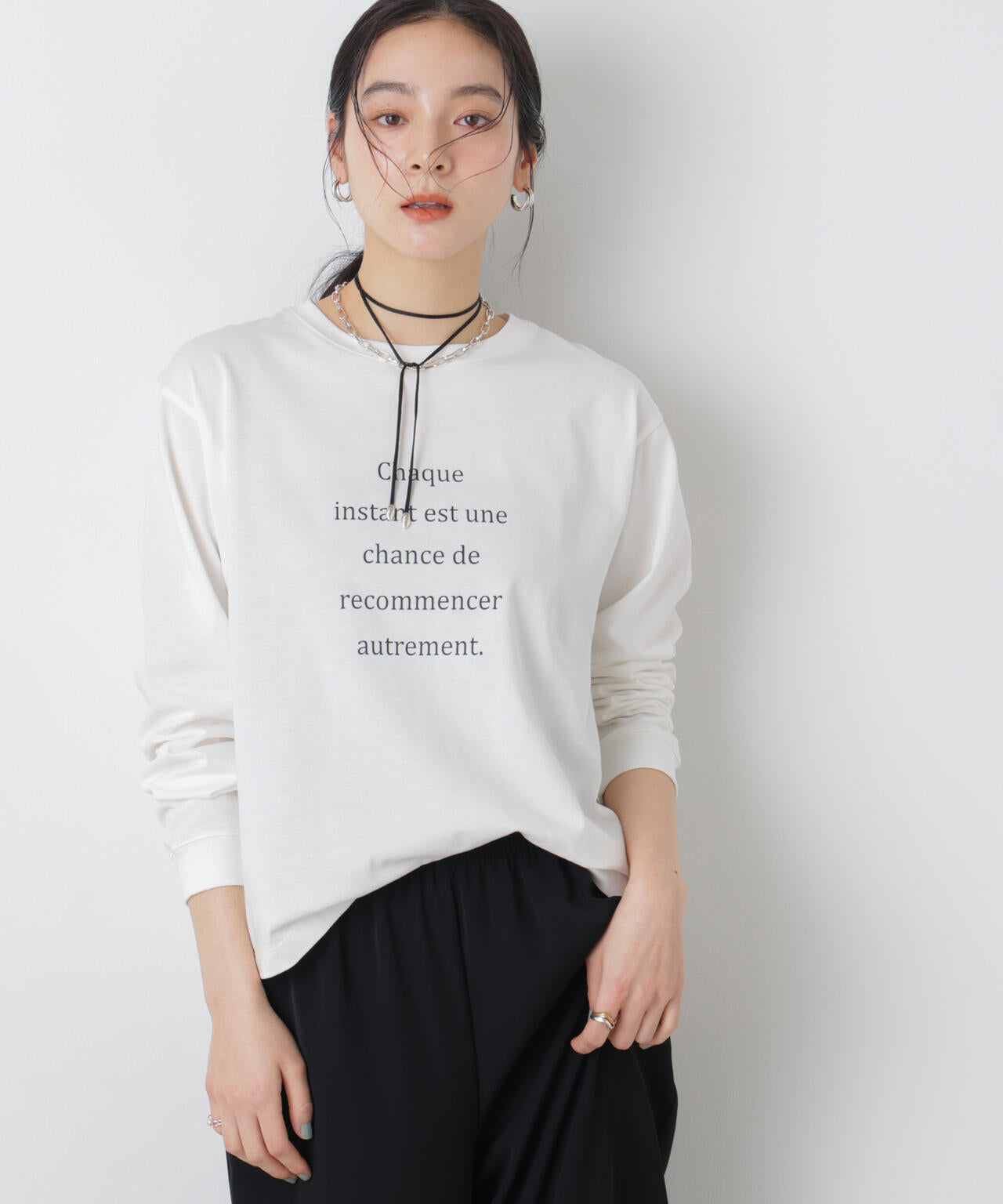 6(ROKU) ロゴプリントロングスリーブTシャツ 6(ROKU)＞LESS AND MORE ロングスリーブTシャツ（Tシャツ/カットソー