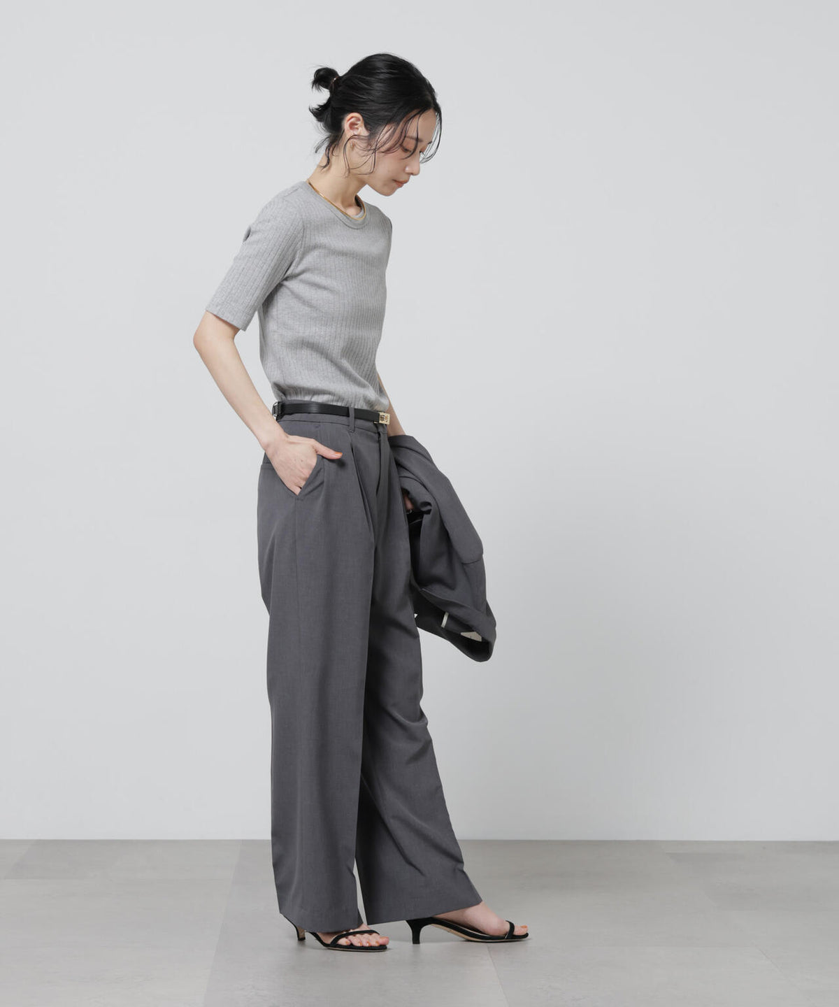 Anti Soaked(R) 汗染み防止クルーネックリブTシャツ 6696124304