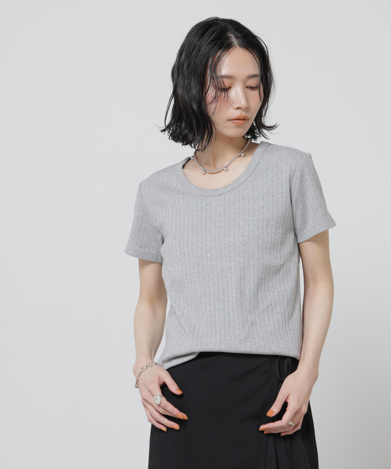 Anti Soaked(R) 汗染み防止コンパクトリブTシャツ 6696124305
