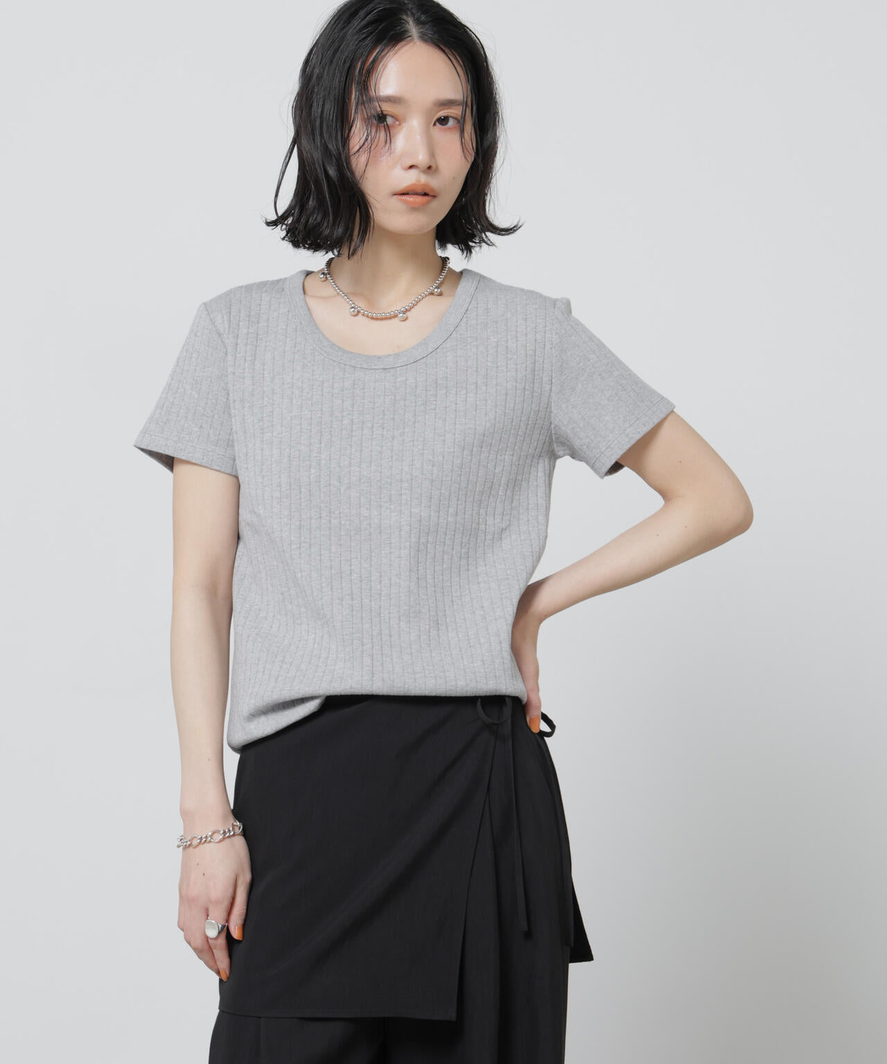 Anti Soaked(R) 汗染み防止コンパクトリブTシャツ 6696124305
