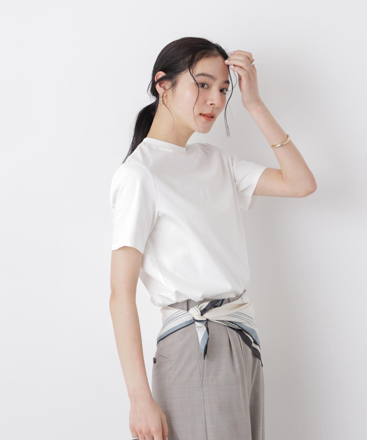 DressT/シルケットスムースモックネックTシャツ 6696124309