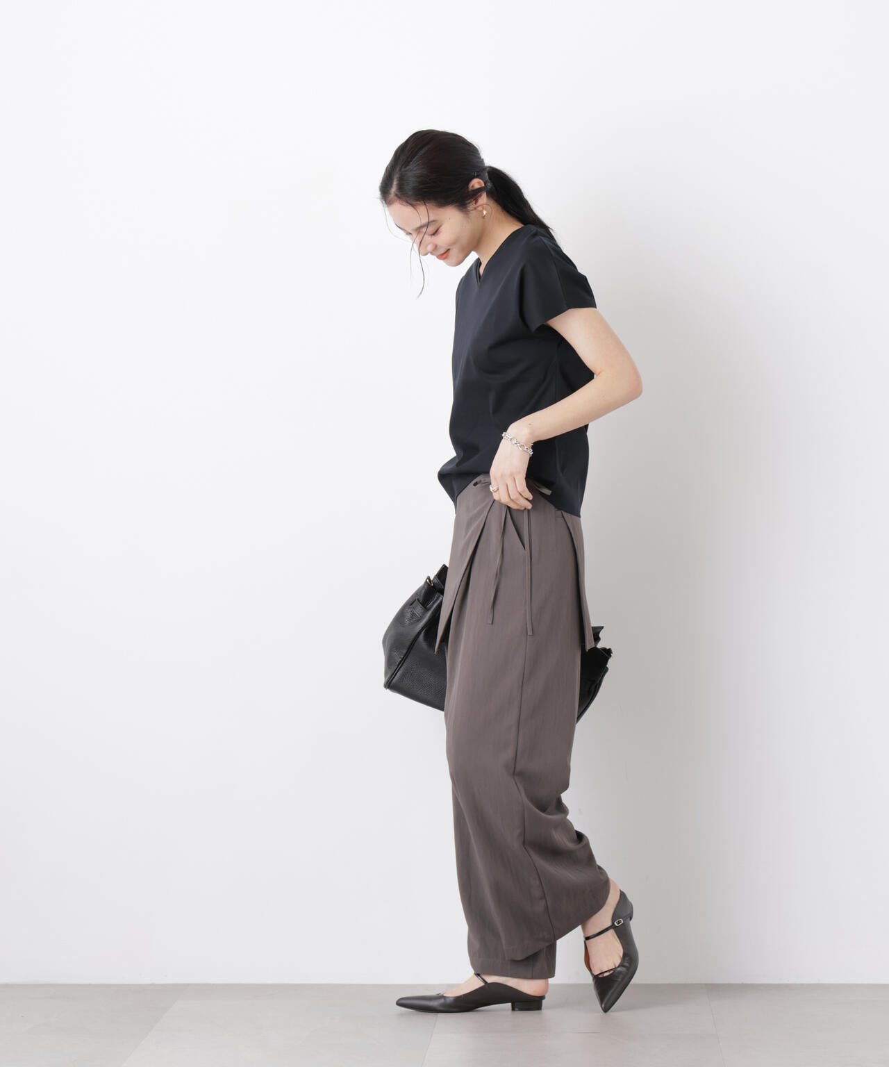 DressT/シルケットスムースVネックソフトドルマンTシャツ 6696124310