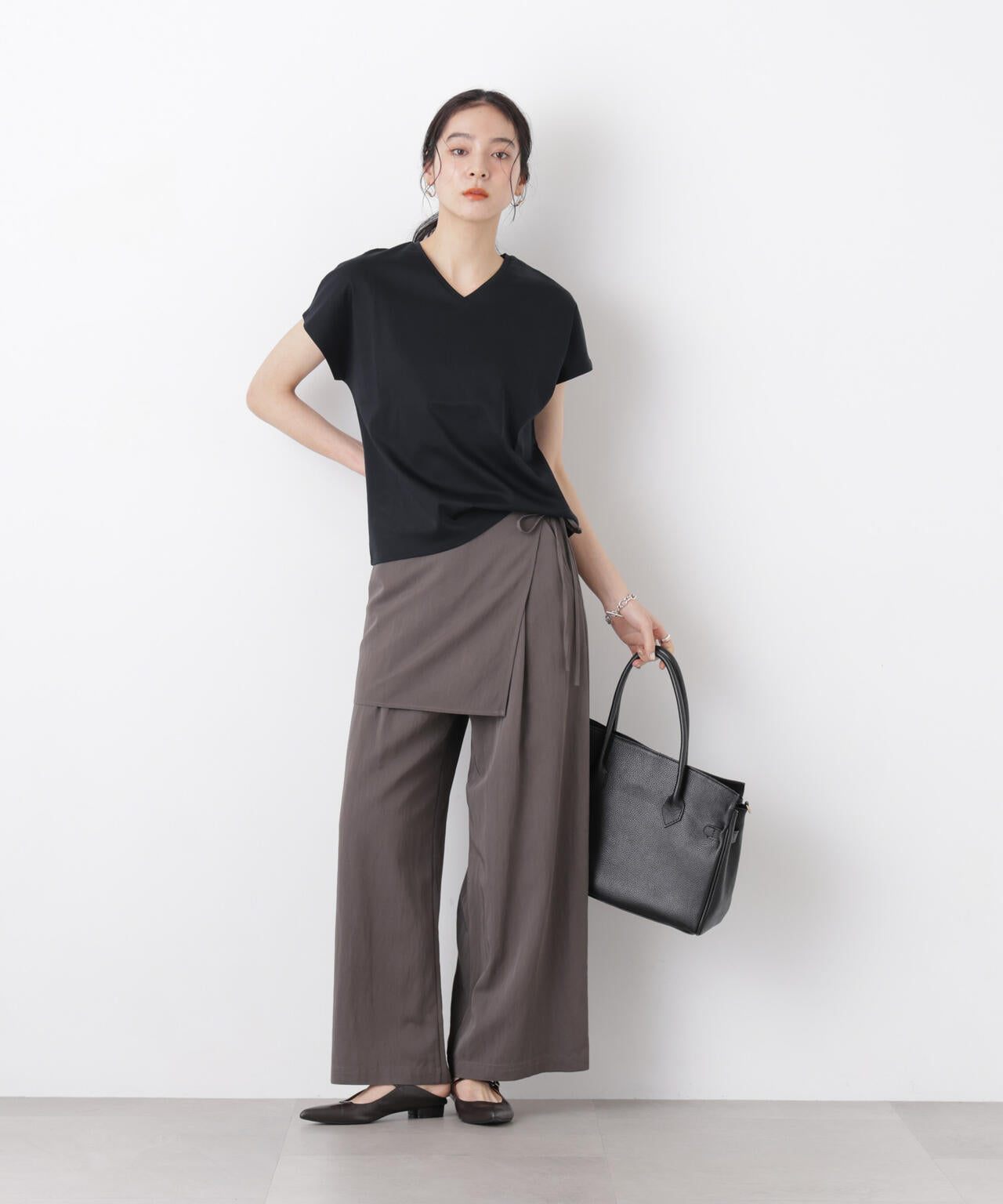 DressT/シルケットスムースVネックソフトドルマンTシャツ 6696124310