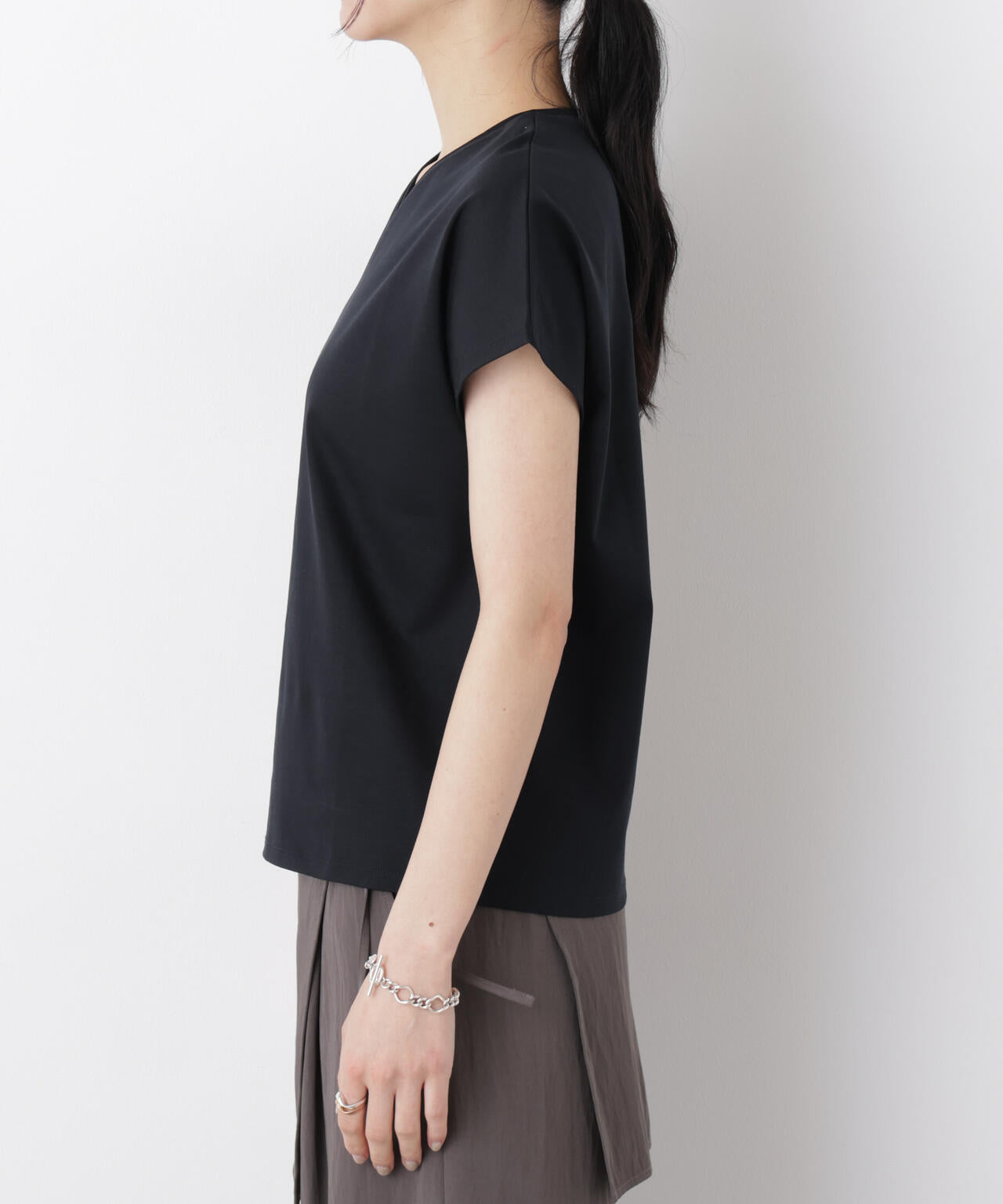 DressT/シルケットスムースVネックソフトドルマンTシャツ 6696124310