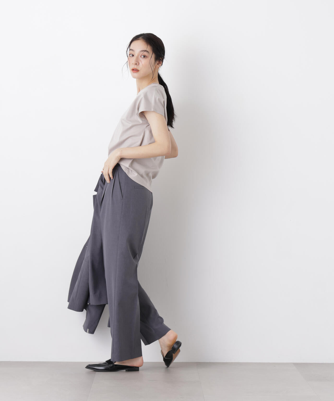 DressT/シルケットスムースVネックソフトドルマンTシャツ 6696124310