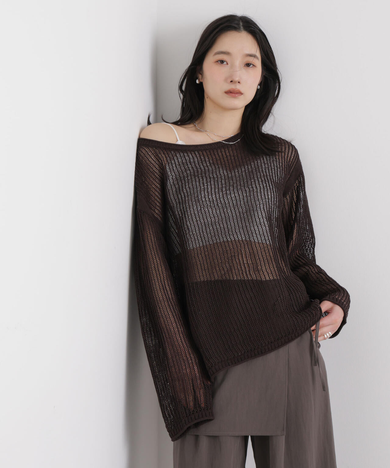 レースジャガードカップ取り外しクロップドキャミソール 6696124315