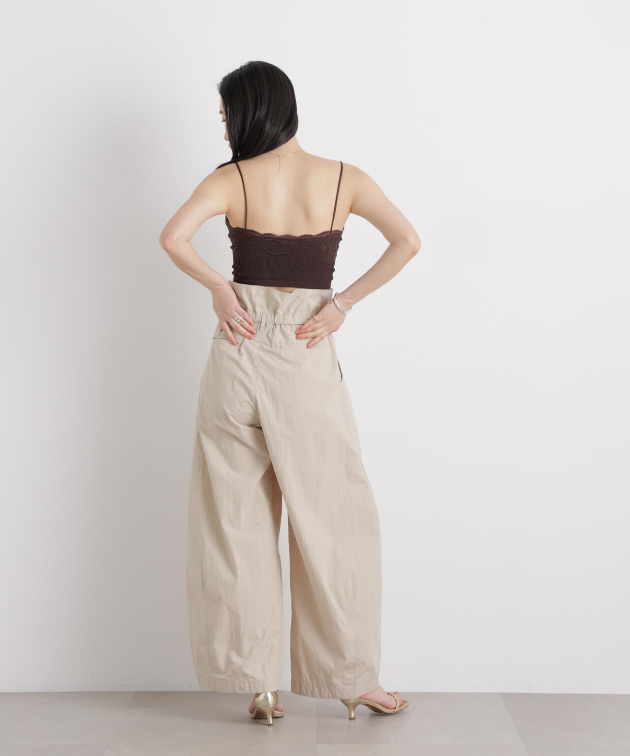 レースジャガードカップ取り外しクロップドキャミソール 6696124315