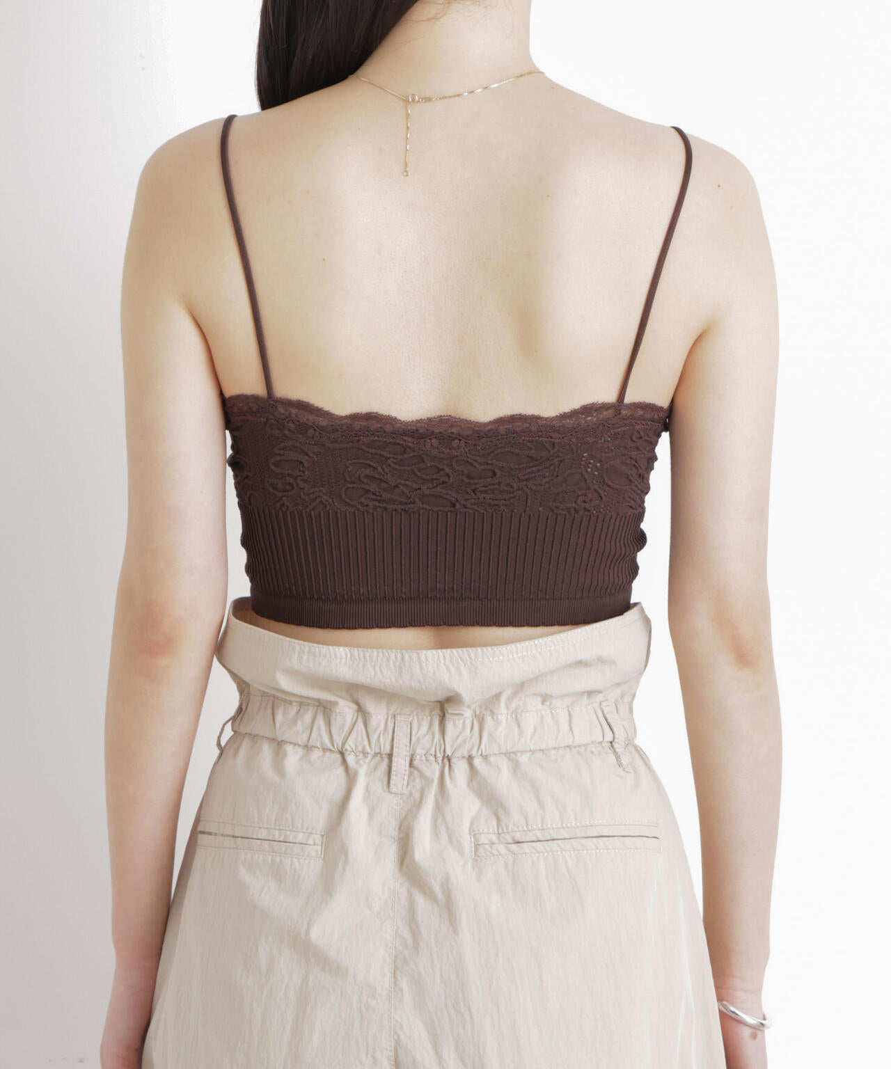 レースジャガードカップ取り外しクロップドキャミソール 6696124315