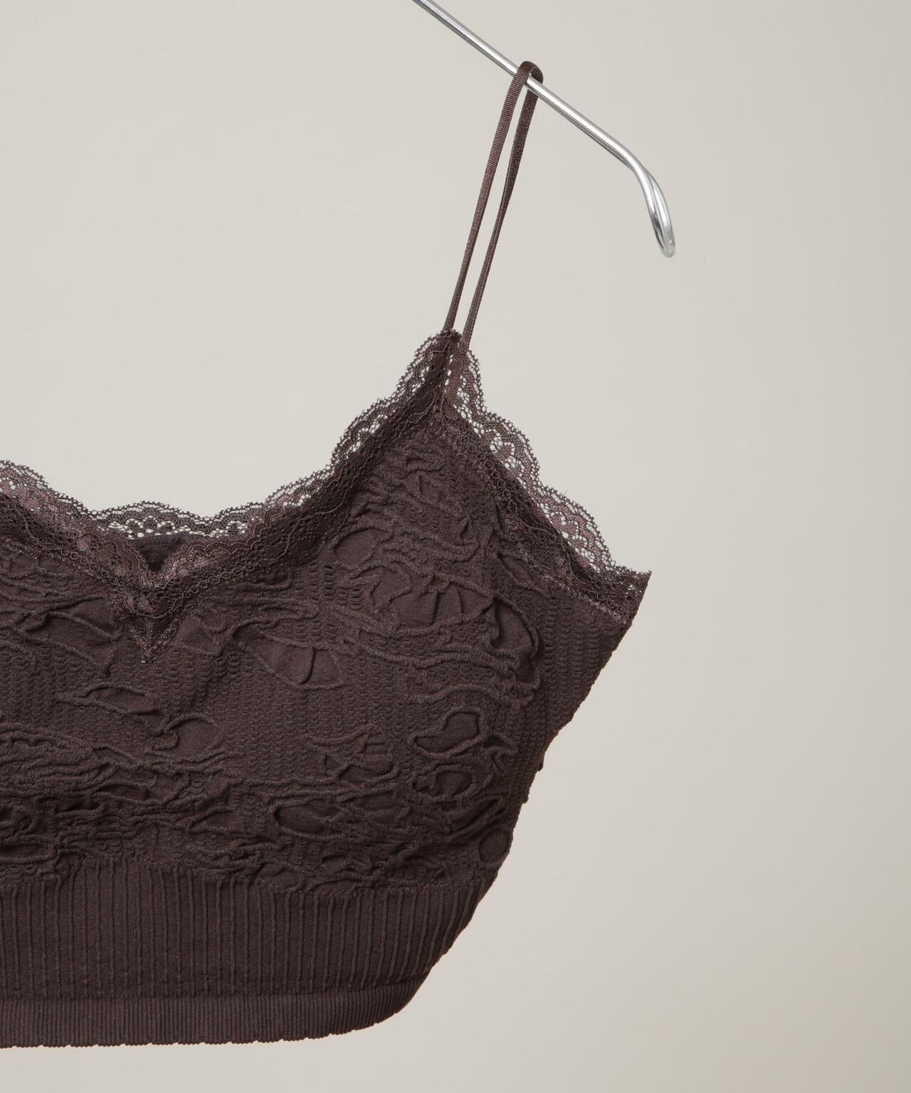 レースジャガードカップ取り外しクロップドキャミソール 6696124315