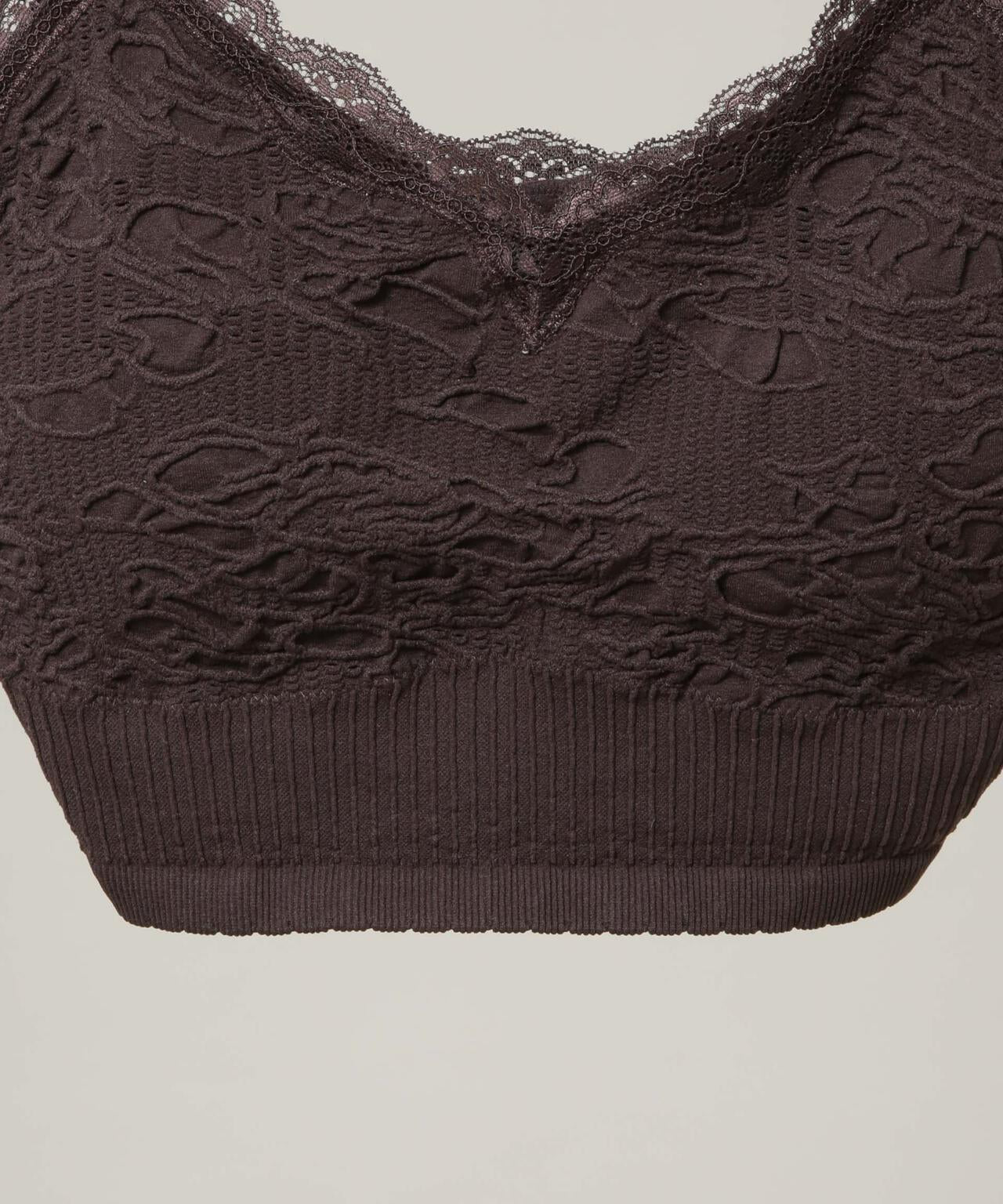 レースジャガードカップ取り外しクロップドキャミソール 6696124315