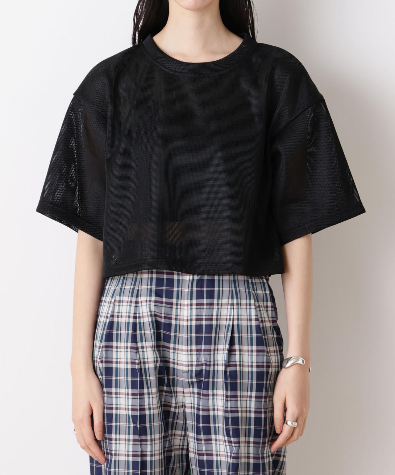 「STEVELOUR」シアーメッシュショートトップス(セットアップ可) 6696124319