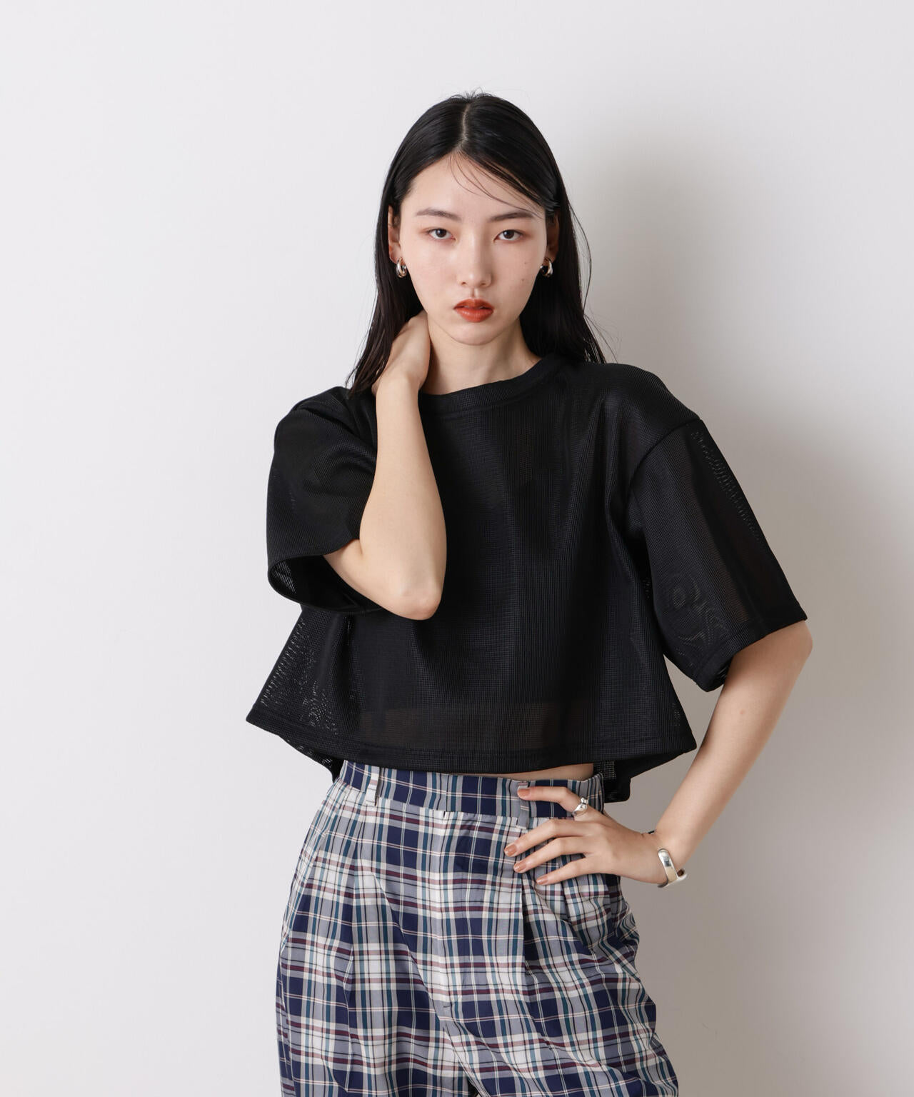 STEVELOUR」シアー メッシュ ショート トップス ( セットアップ 可)