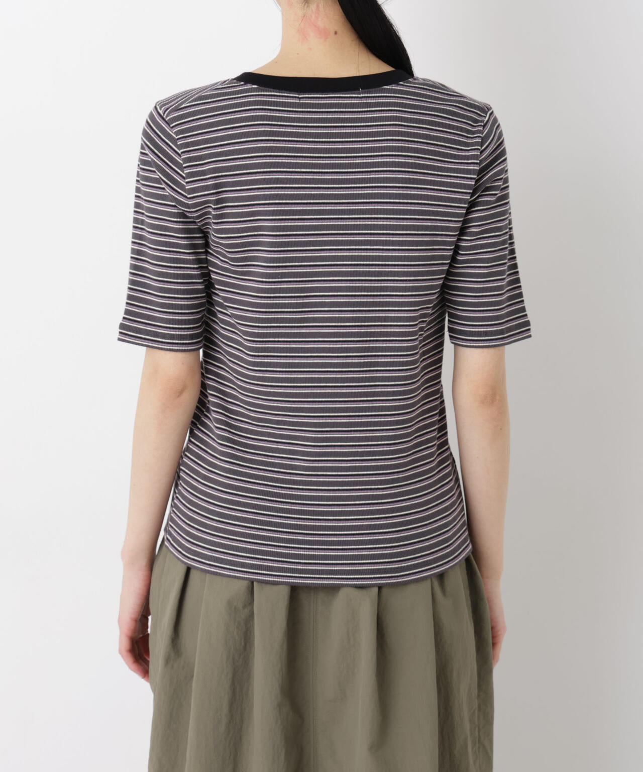 ボーダーテレコヘンリーネックTシャツ 6696124322