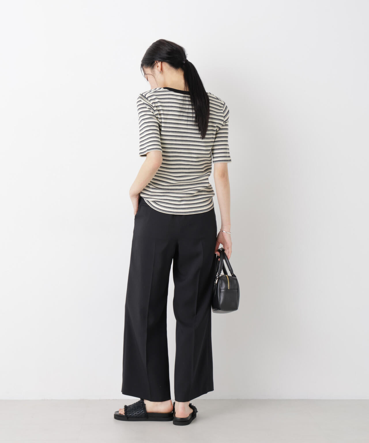 ボーダーテレコヘンリーネックTシャツ 6696124322