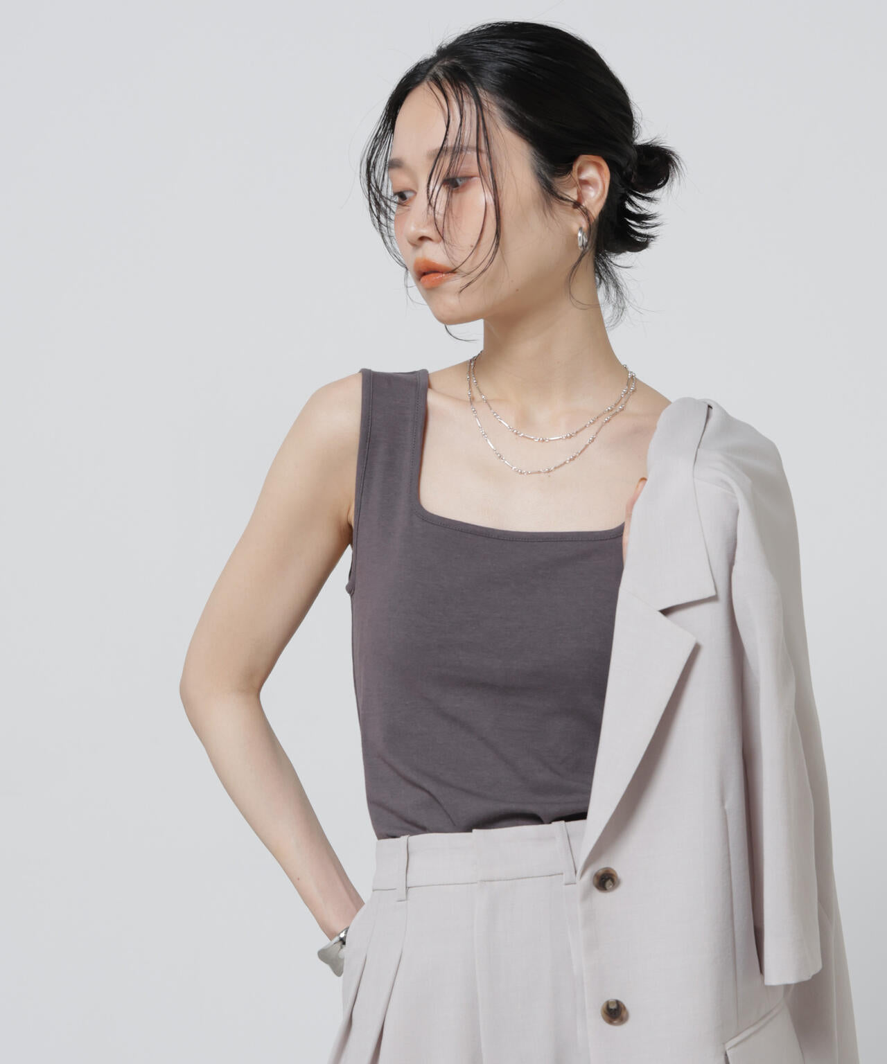 Anti Soaked(R) 汗染み防止カップ付きタンクトップ 6696124325