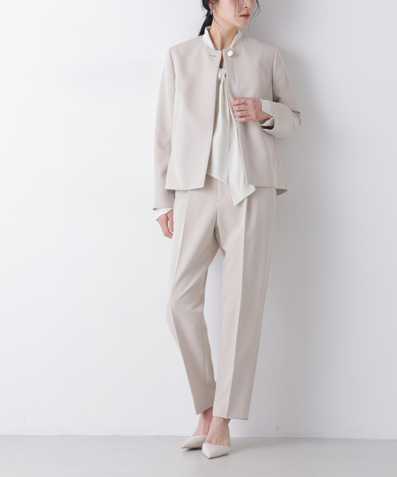 デイリーファンクション タック テーパード パンツ ( セットアップ 可)