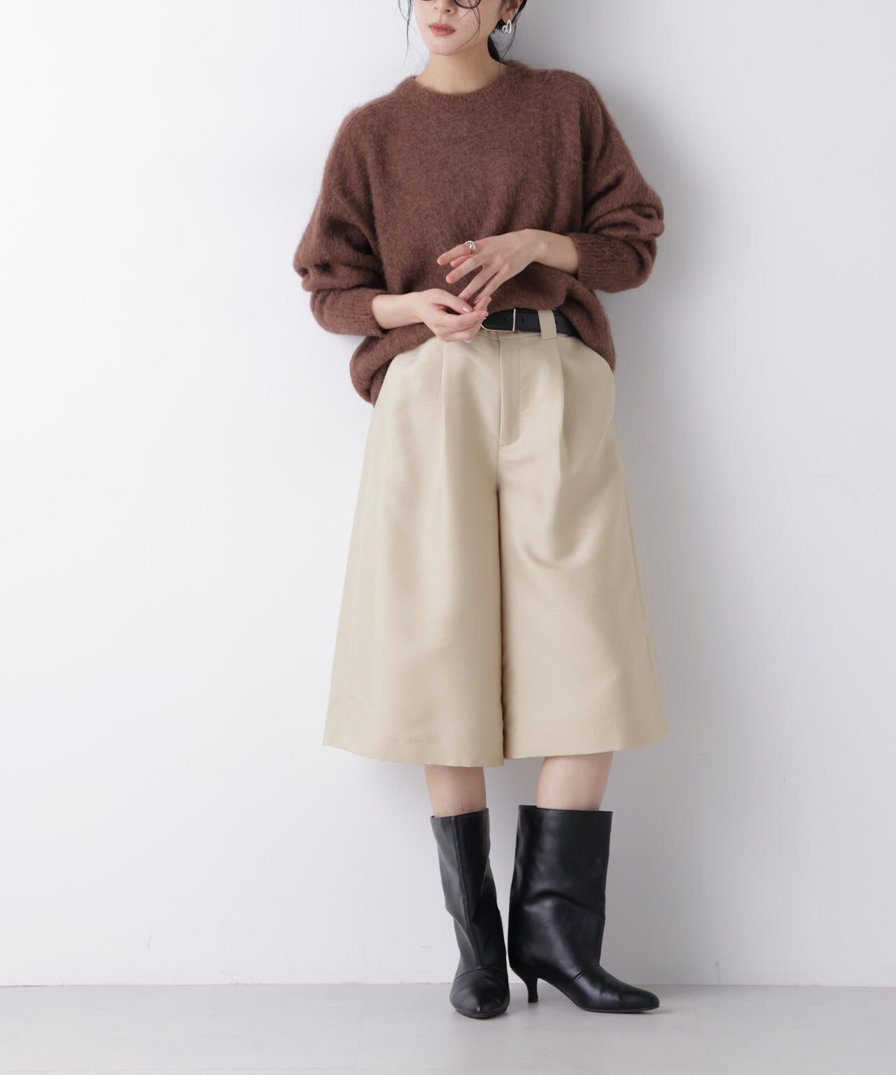 エアリー ツイル ボリューム キュロット パンツ