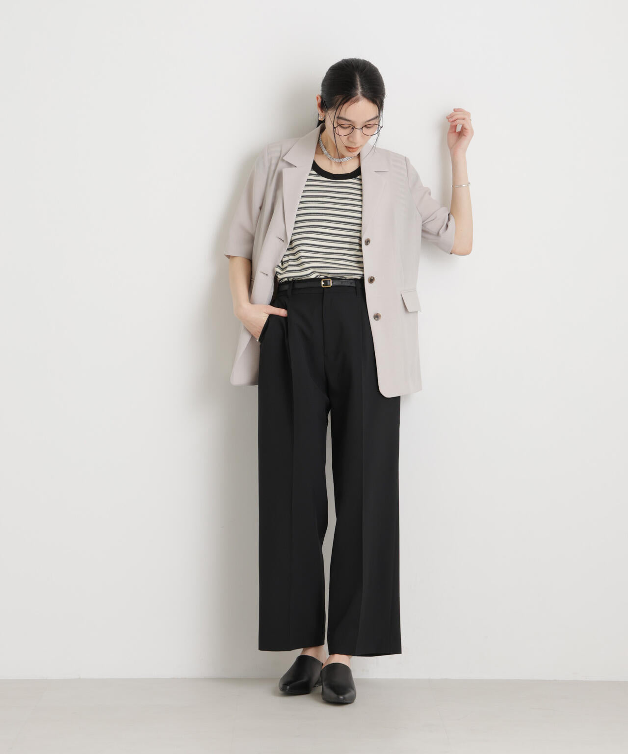 【GRACETEC】ライトファンクションタックセミワイドパンツ 6696127308