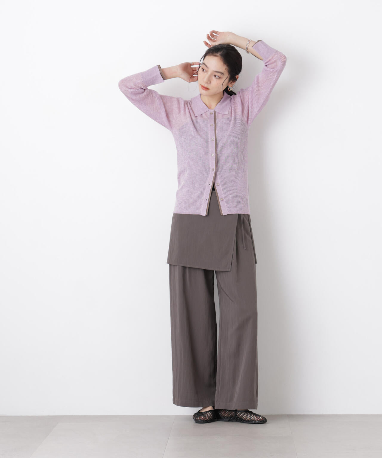 スカーフセットタックワイドパンツ 6696127311