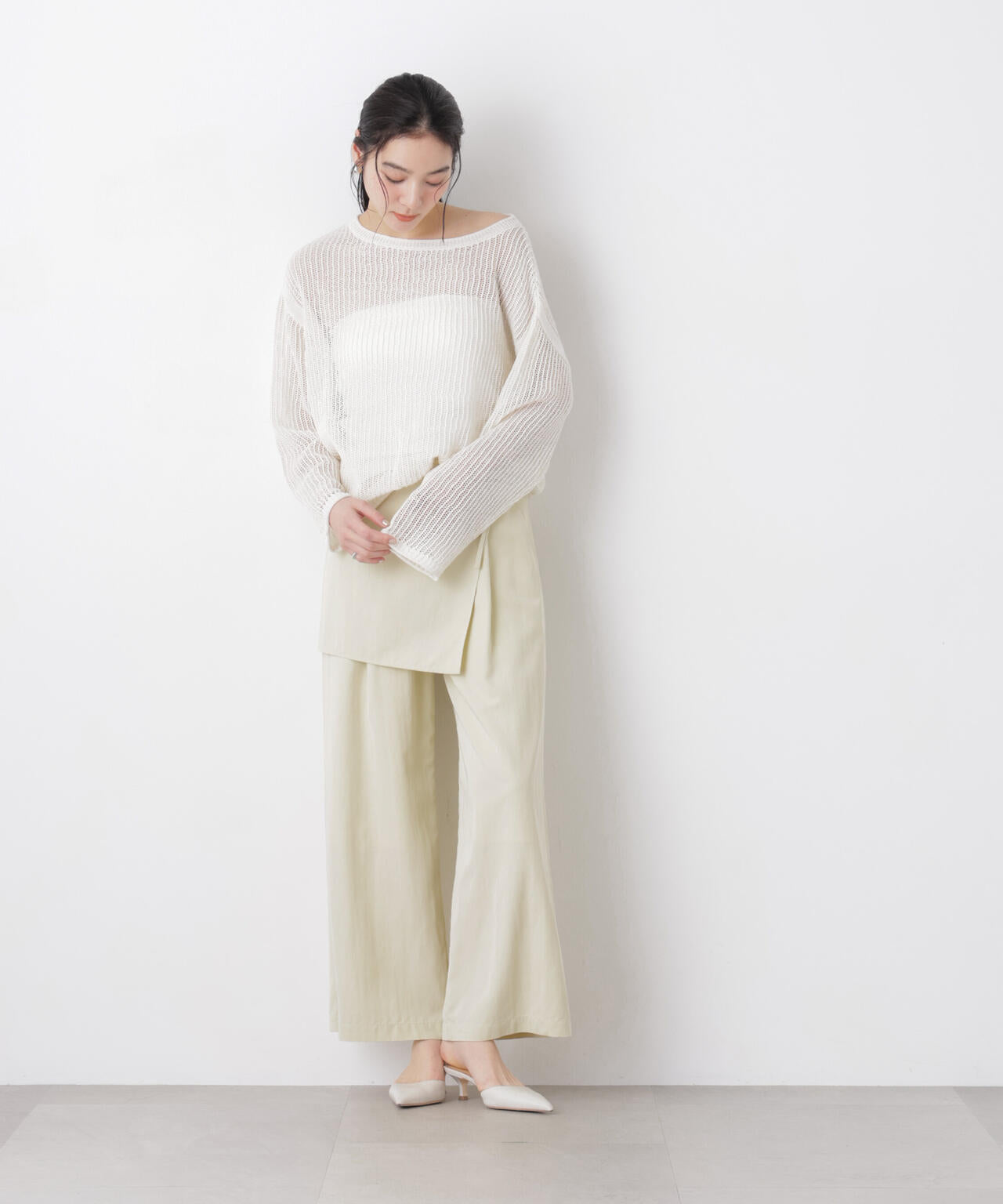 スカーフセットタックワイドパンツ 6696127311