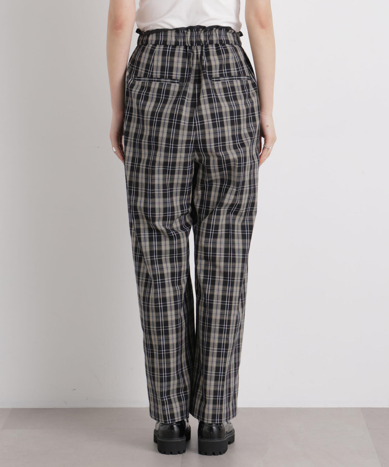 チェックイージーワイドパンツ 6696127312
