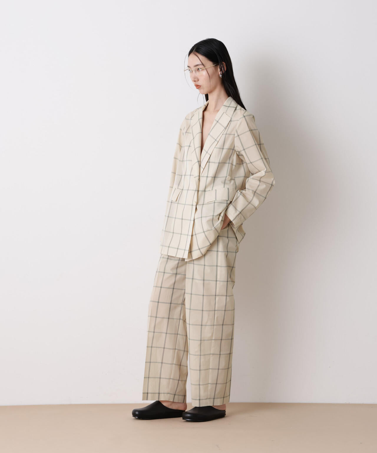 「STEVELOUR」オーガンチェックタックパンツ(セットアップ可) 6696127315