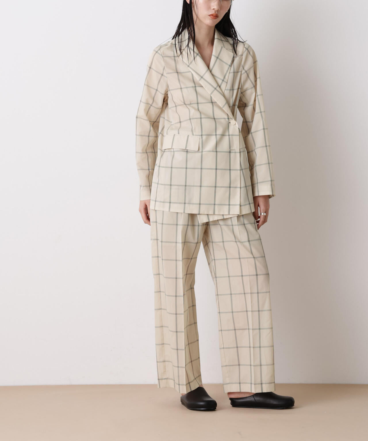 「STEVELOUR」オーガンチェックタックパンツ(セットアップ可) 6696127315