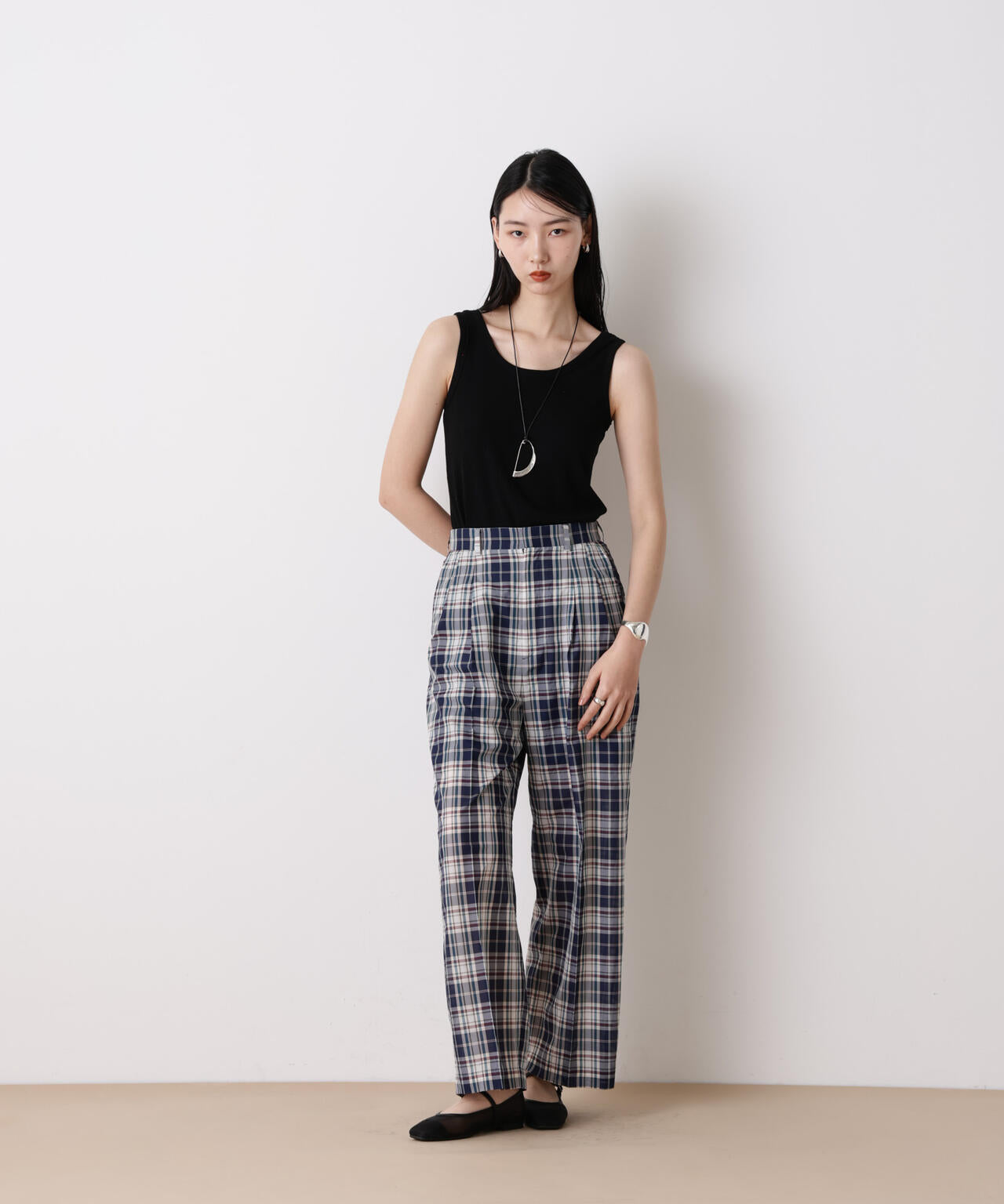 「STEVELOUR」オーガンチェックタックパンツ(セットアップ可) 6696127315