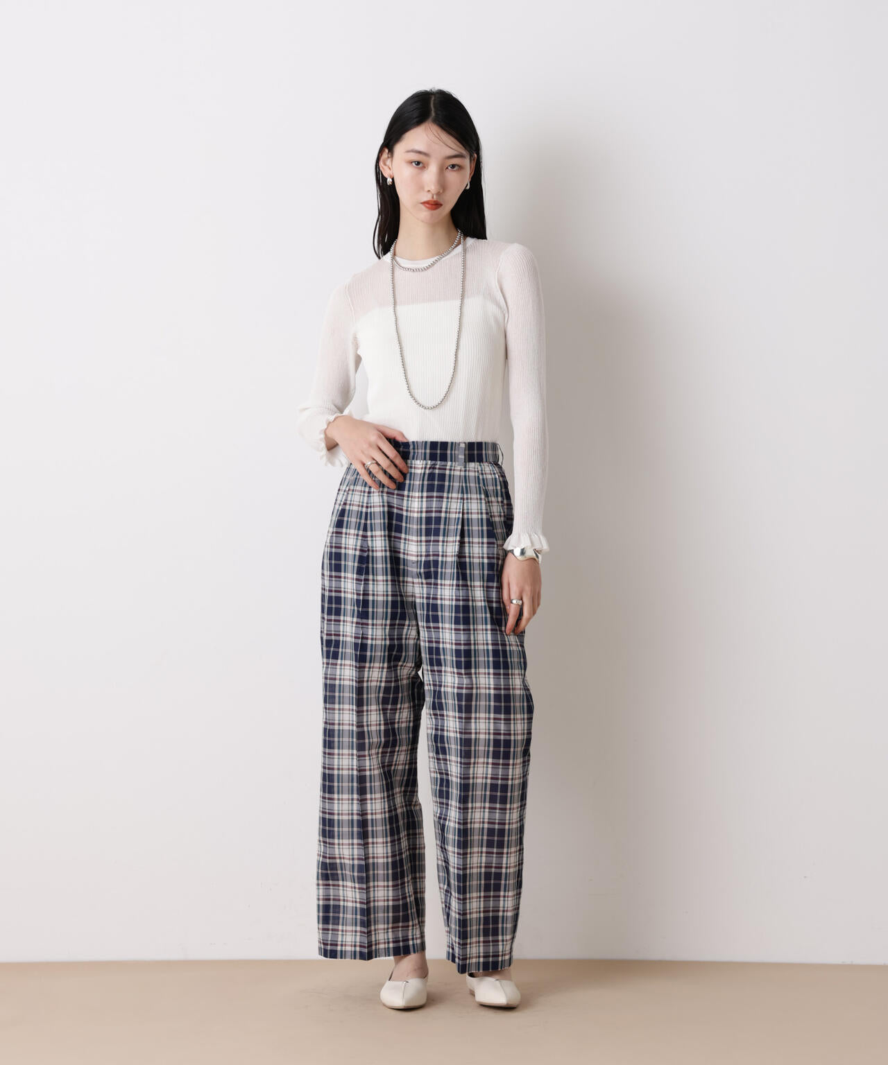 「STEVELOUR」オーガンチェックタックパンツ(セットアップ可) 6696127315