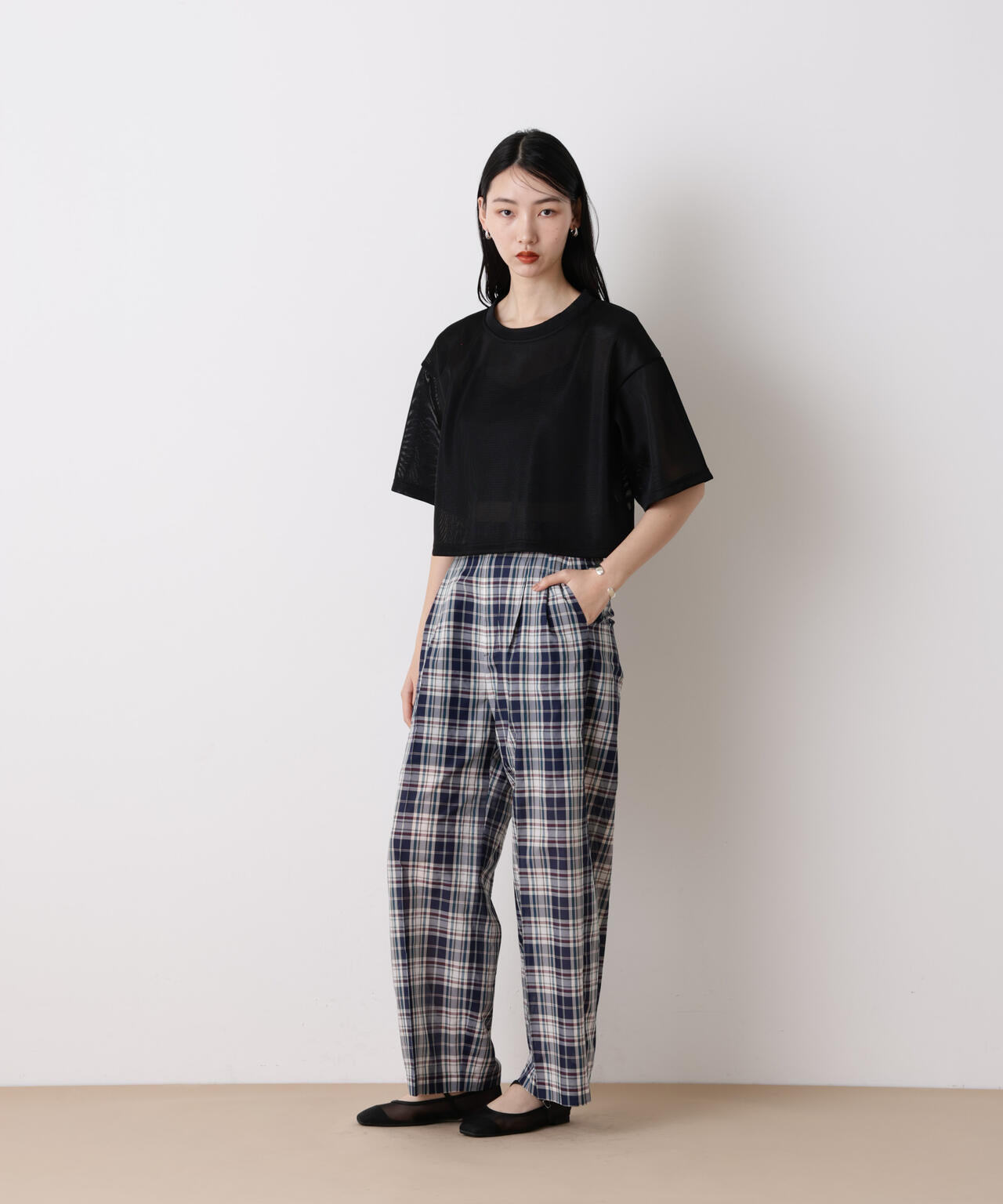 「STEVELOUR」オーガンチェックタックパンツ(セットアップ可) 6696127315