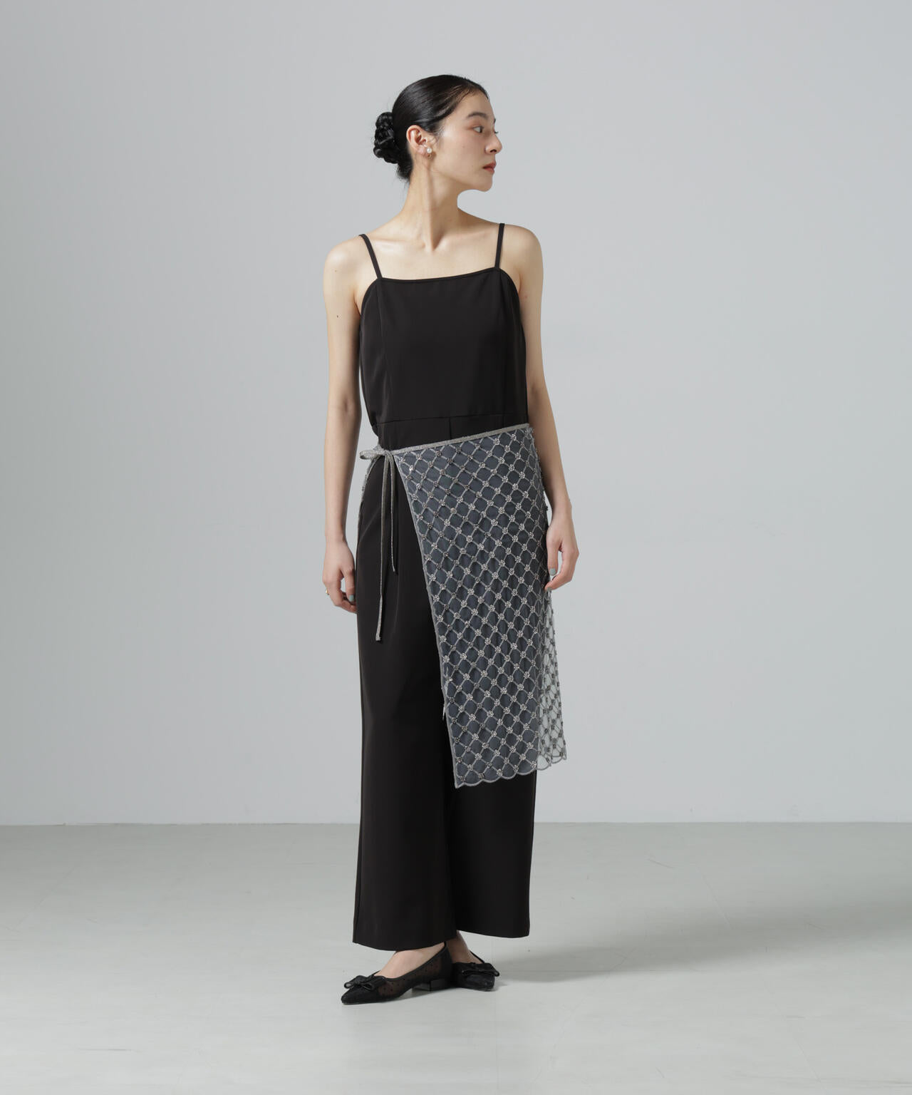 スパンコールビーズ刺繍ラップスカート 6696130300