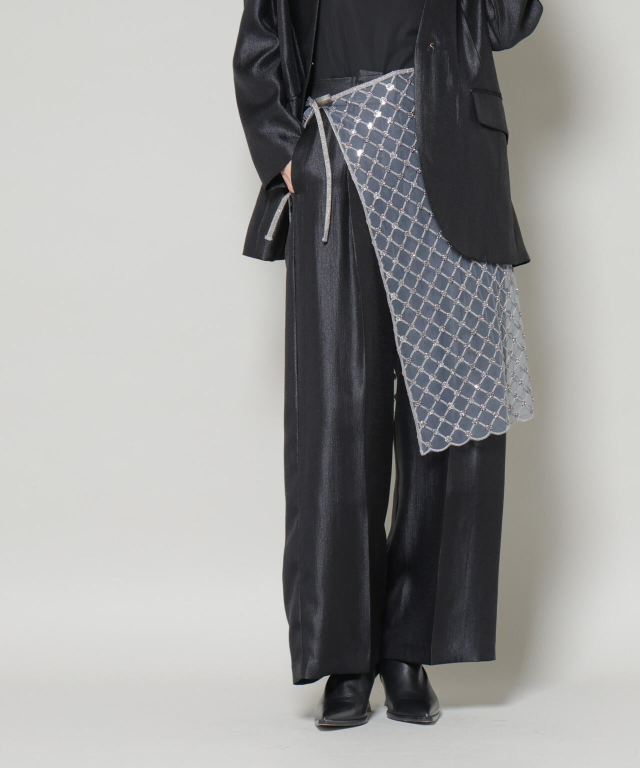 スパンコールビーズ刺繍ラップスカート 6696130300