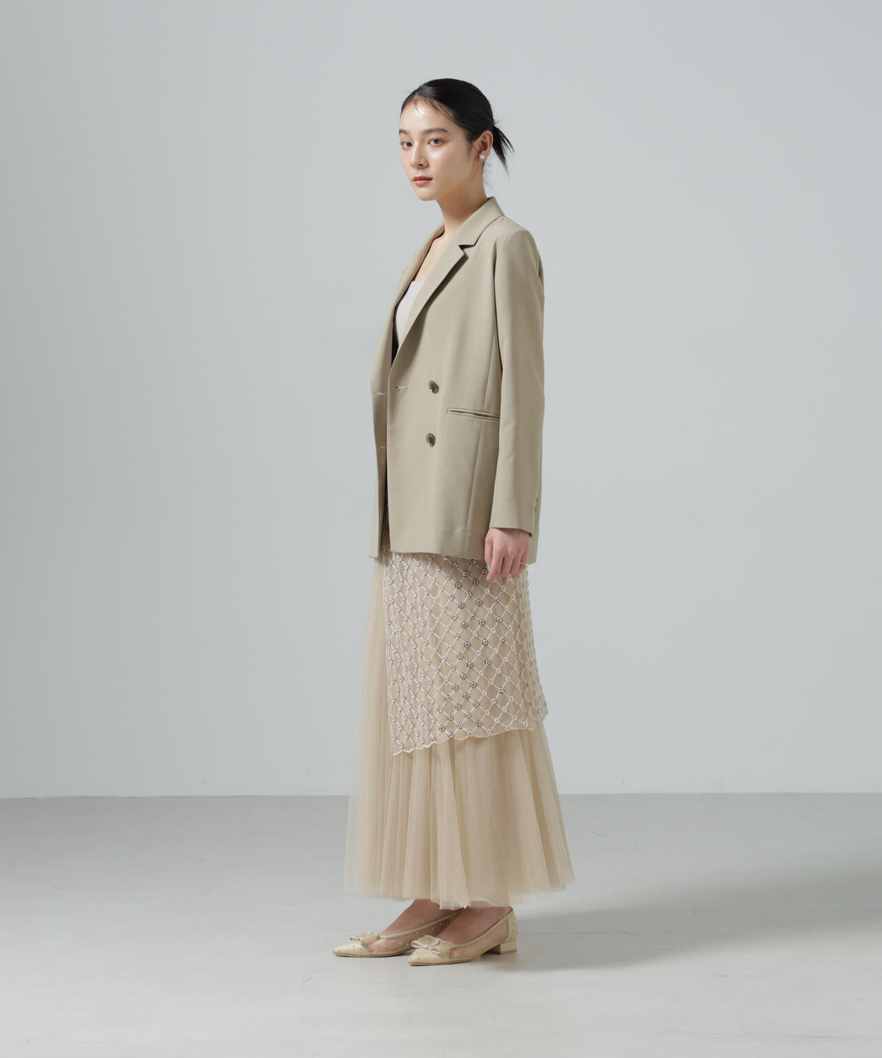 スパンコールビーズ刺繍ラップスカート 6696130300