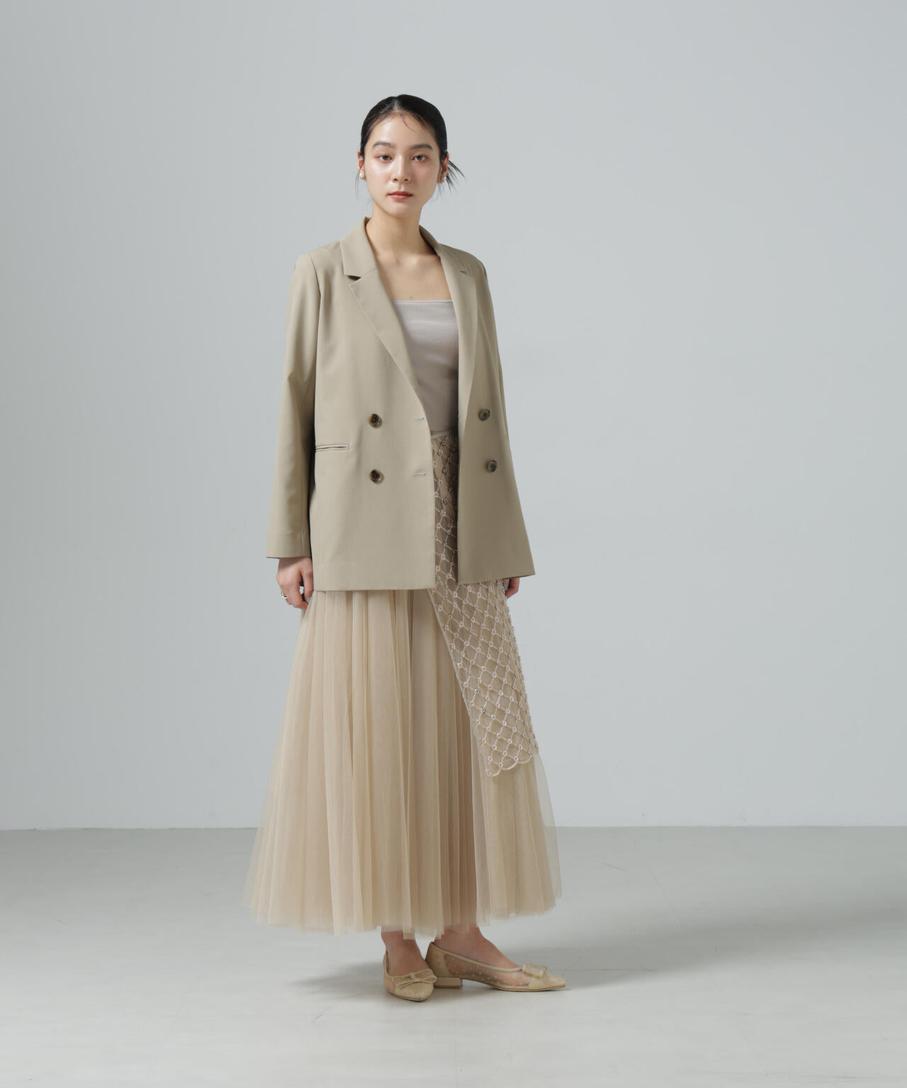 スパンコールビーズ刺繍ラップスカート 6696130300