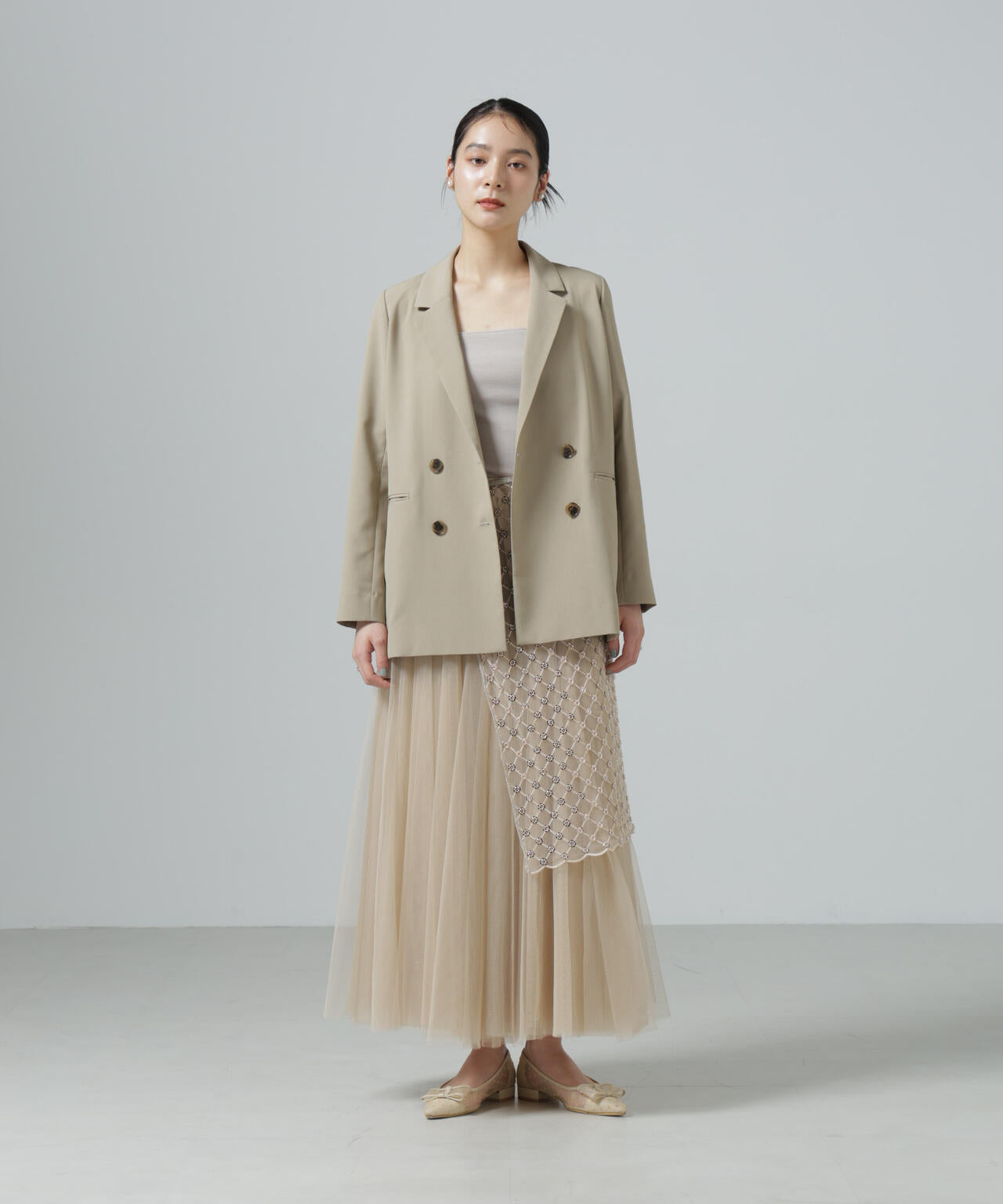 スパンコールビーズ刺繍ラップスカート 6696130300