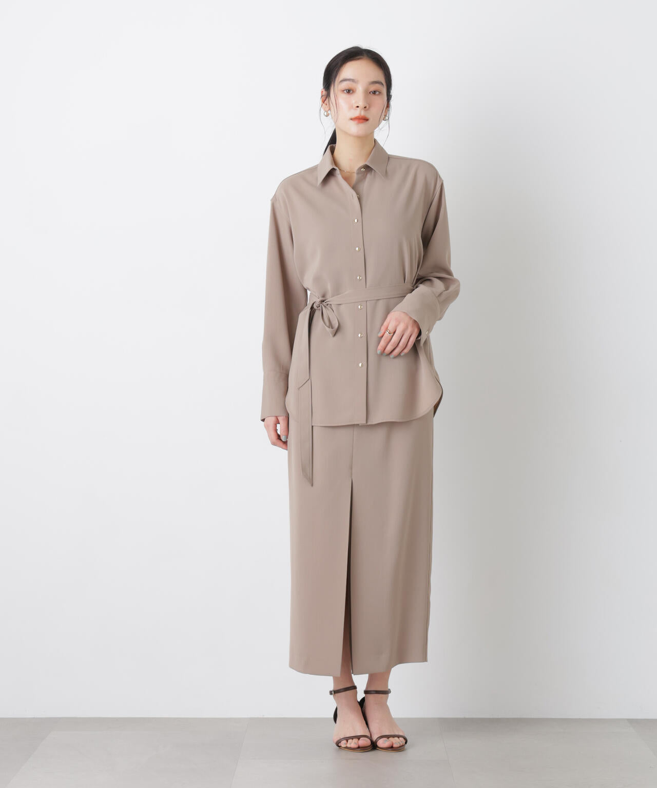 ハイツイストドライタックスリットロングスカート(セットアップ可) 6696130302