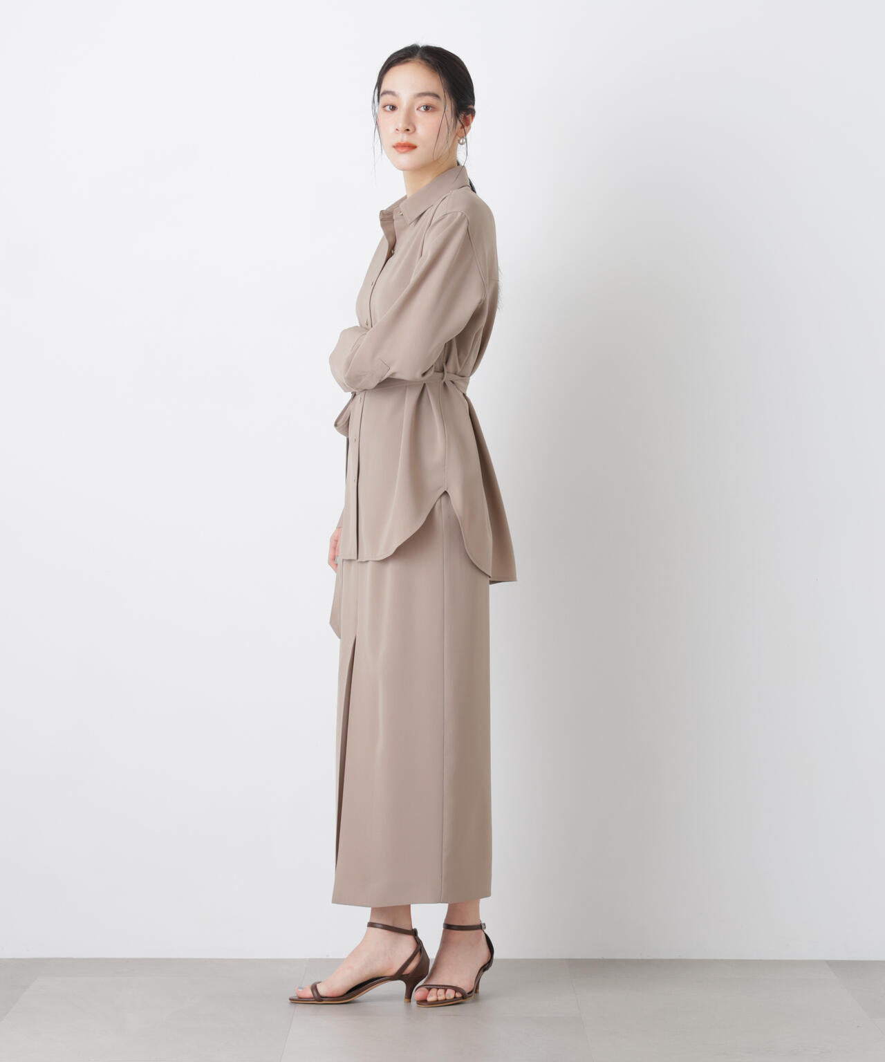 ハイツイストドライタックスリットロングスカート(セットアップ可) 6696130302