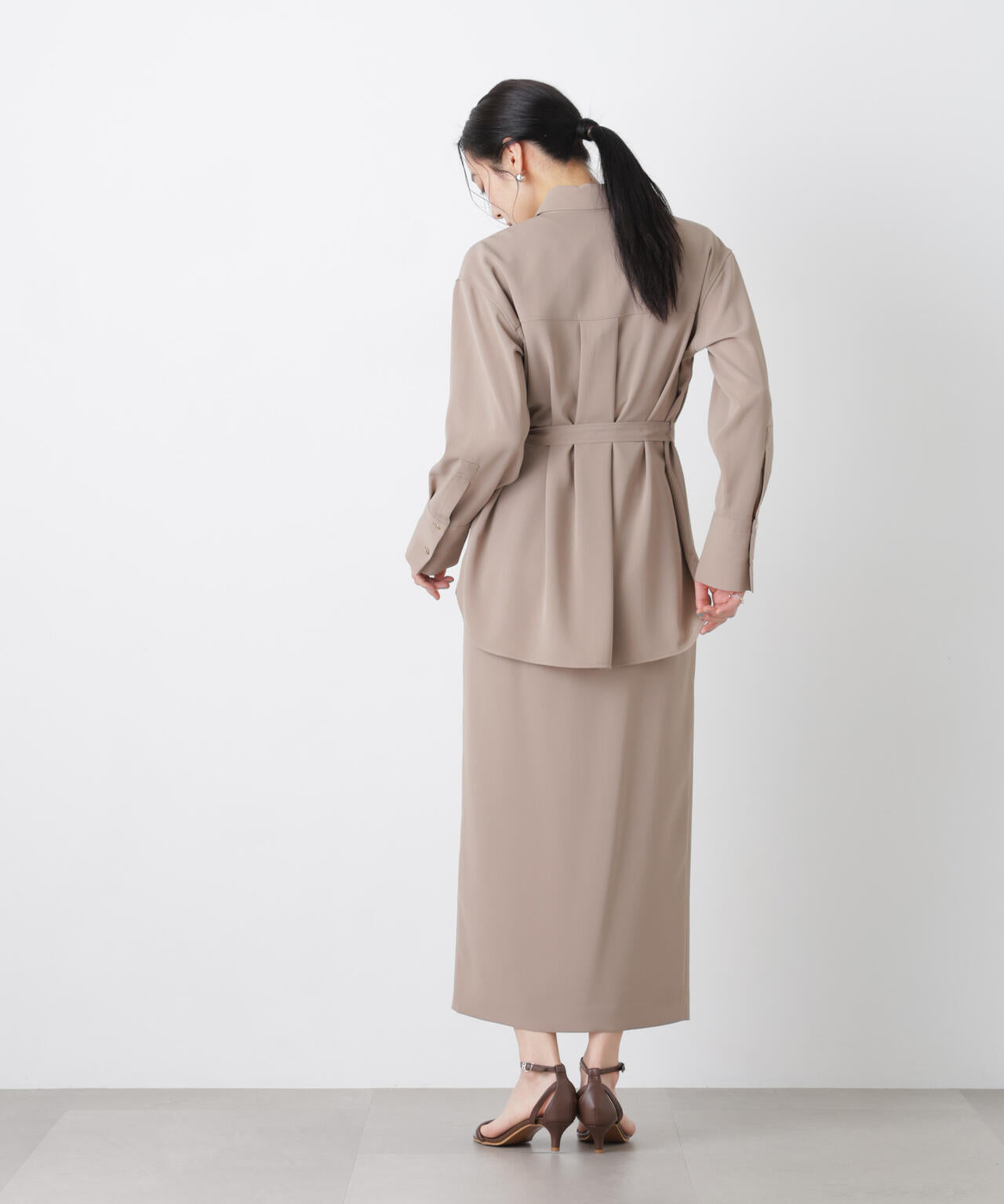 ハイツイストドライタックスリットロングスカート(セットアップ可) 6696130302